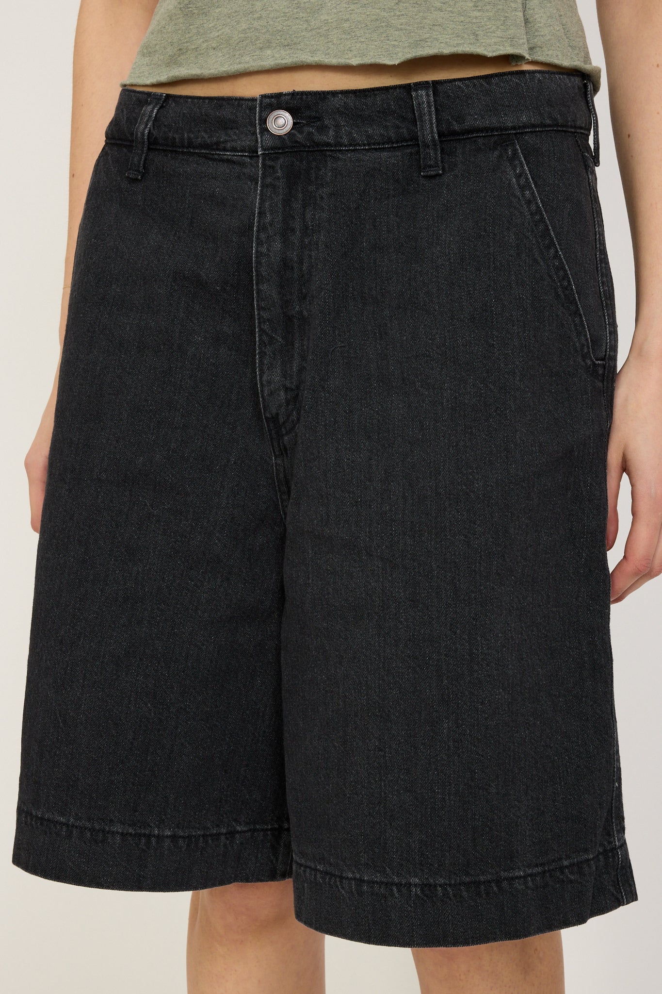 Bassike | Denim Bermuda Short Washed Black | Maplestore