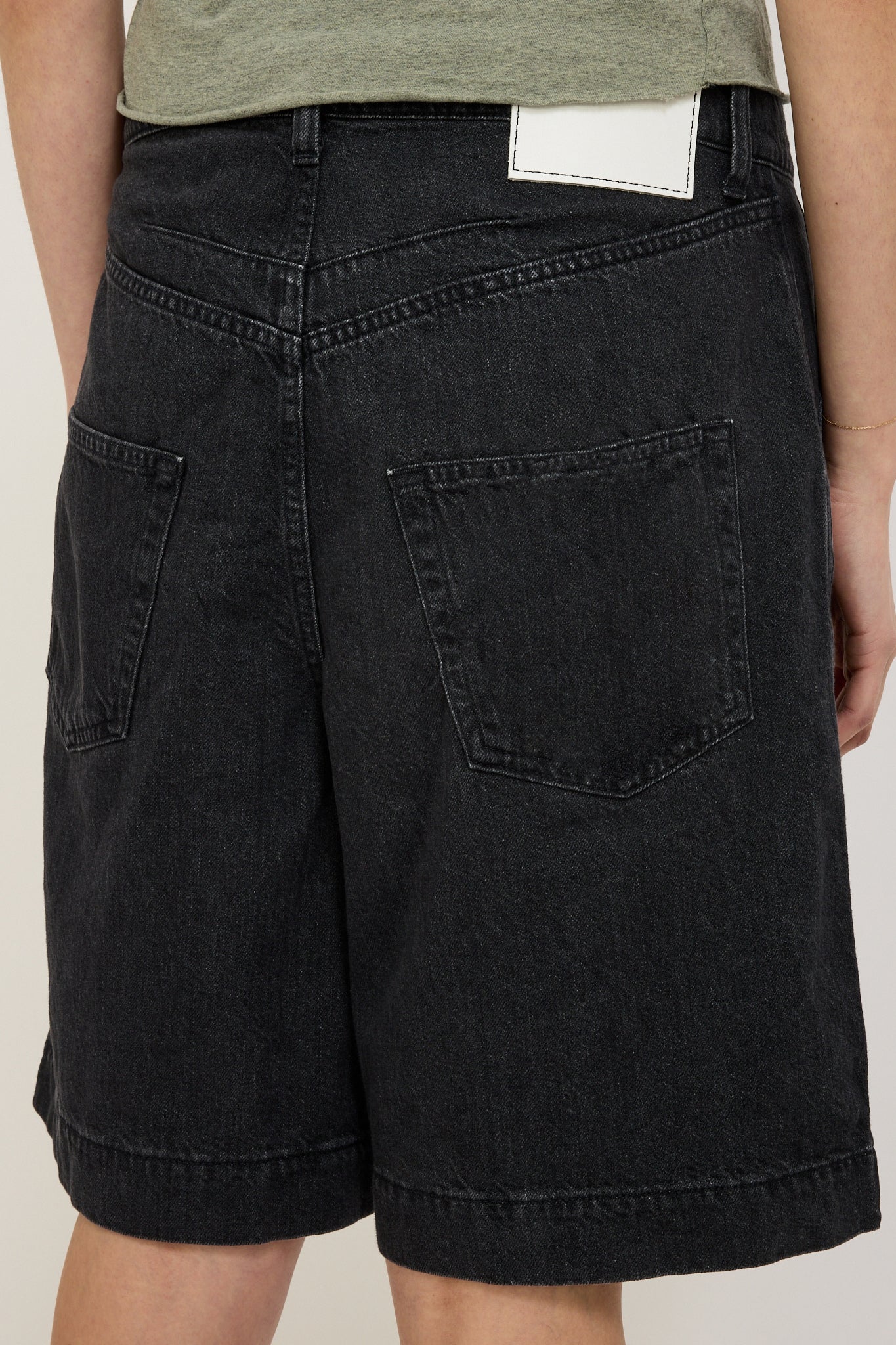 Bassike | Denim Bermuda Short Washed Black | Maplestore