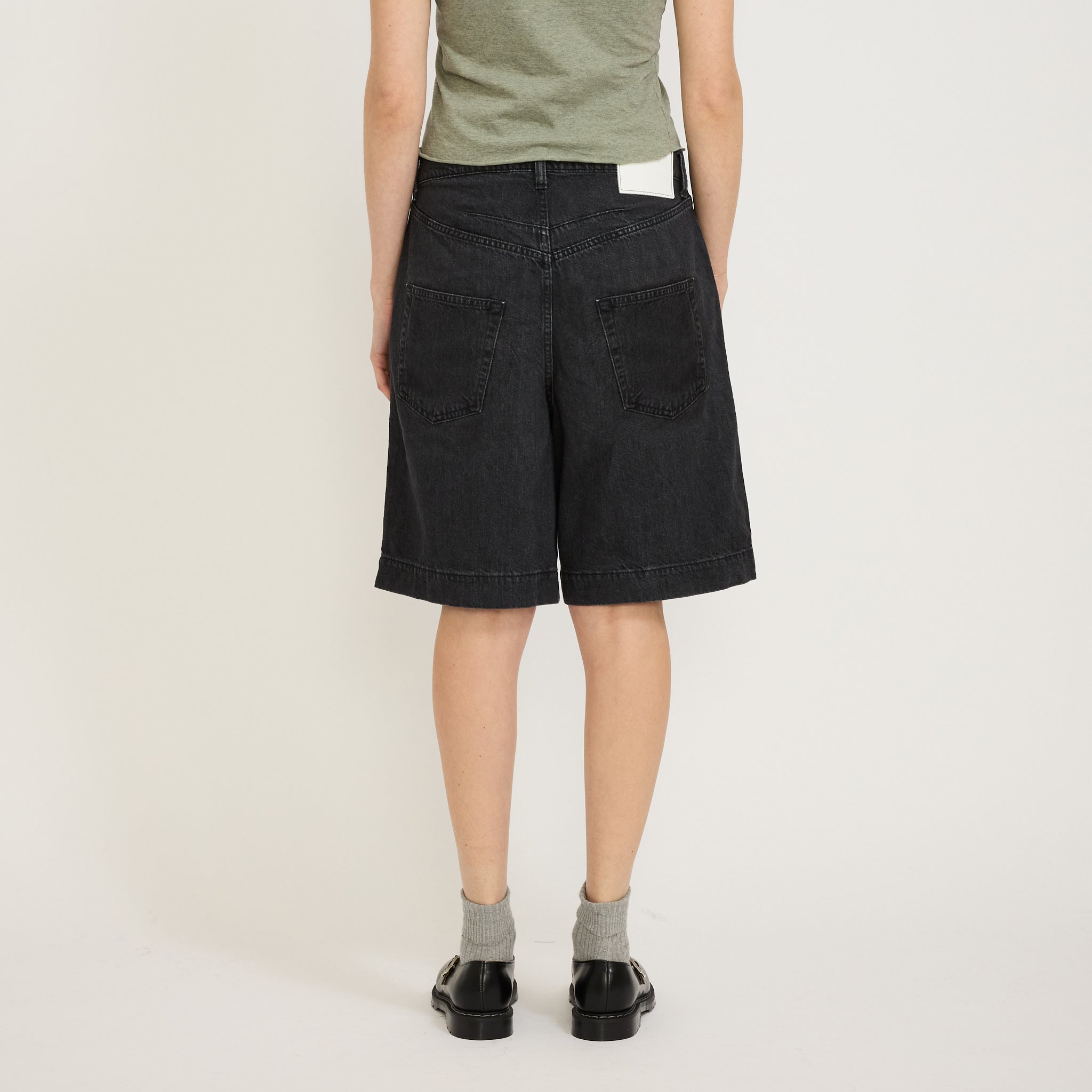 Bassike | Denim Bermuda Short Washed Black | Maplestore