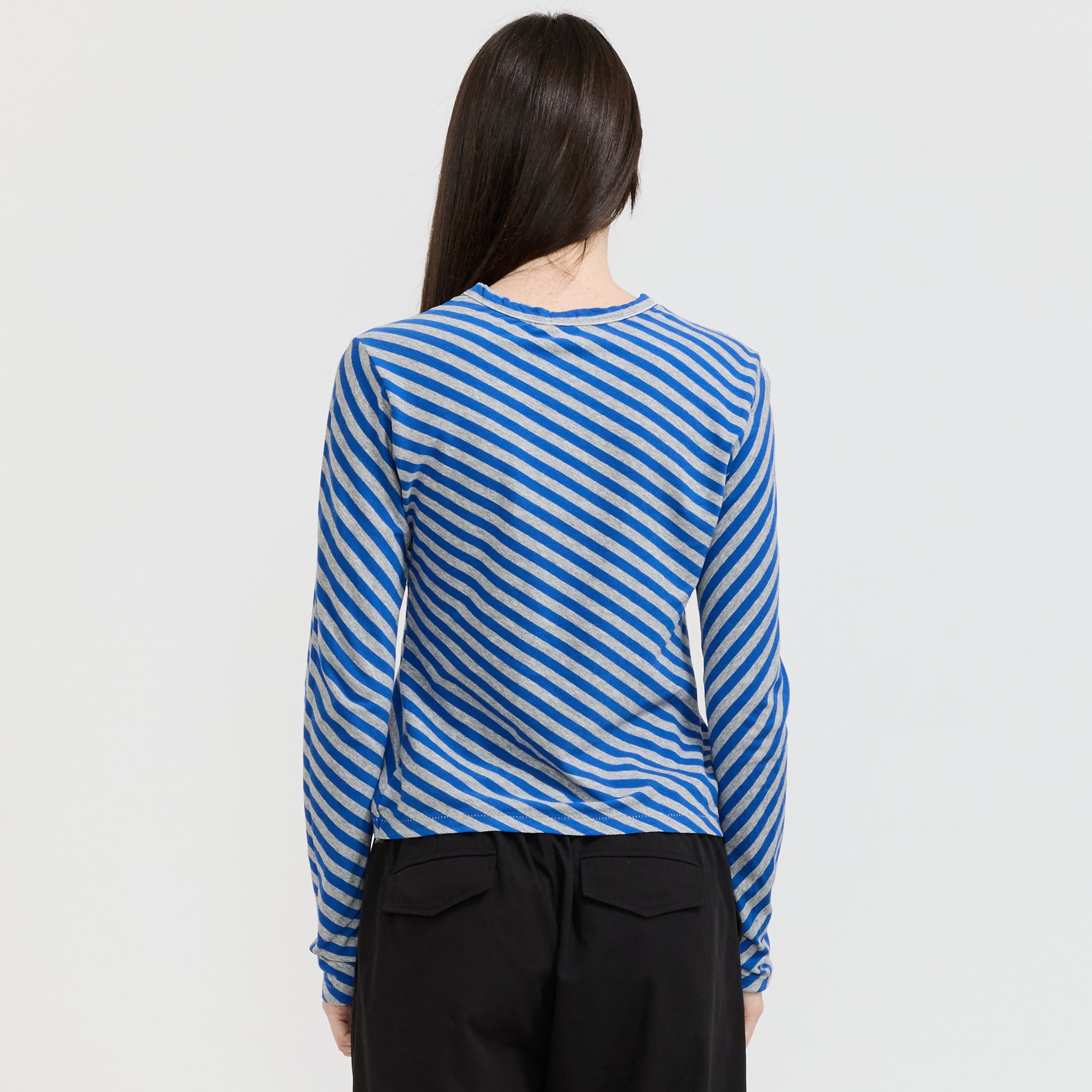 Bias Stripe Baby L/S T-Shirt Cobalt/Grey Marle