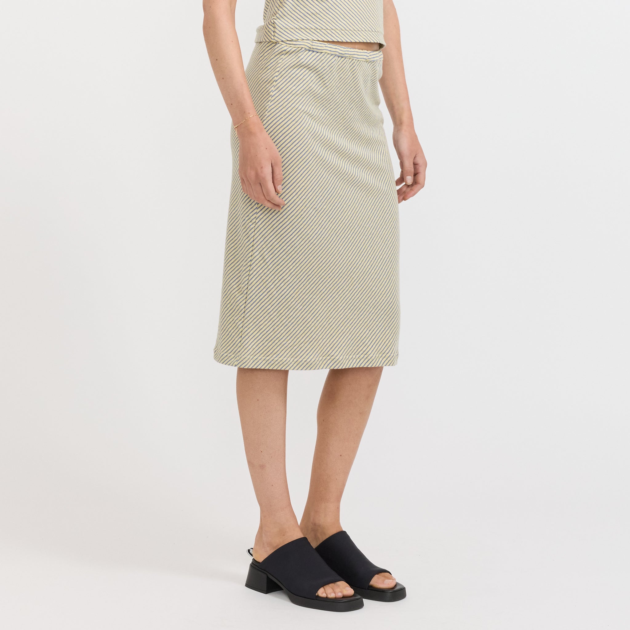 Bassike | Bias Stripe Skirt Yellow/Purple | Maplestore