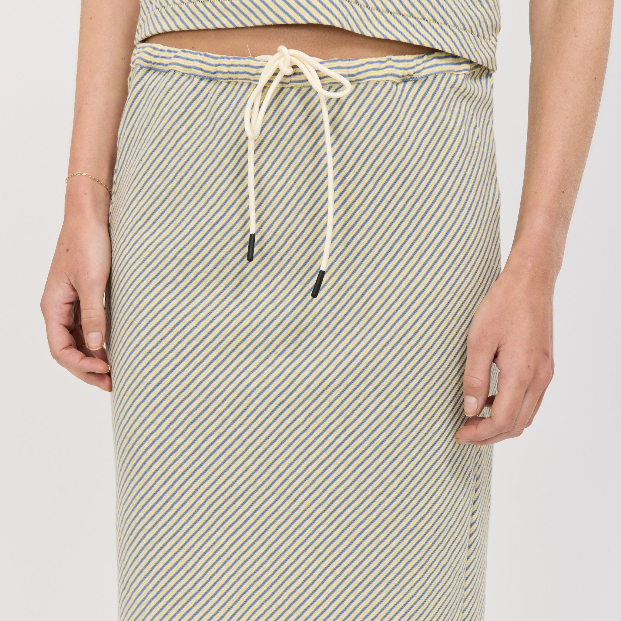Bassike | Bias Stripe Skirt Yellow/Purple | Maplestore