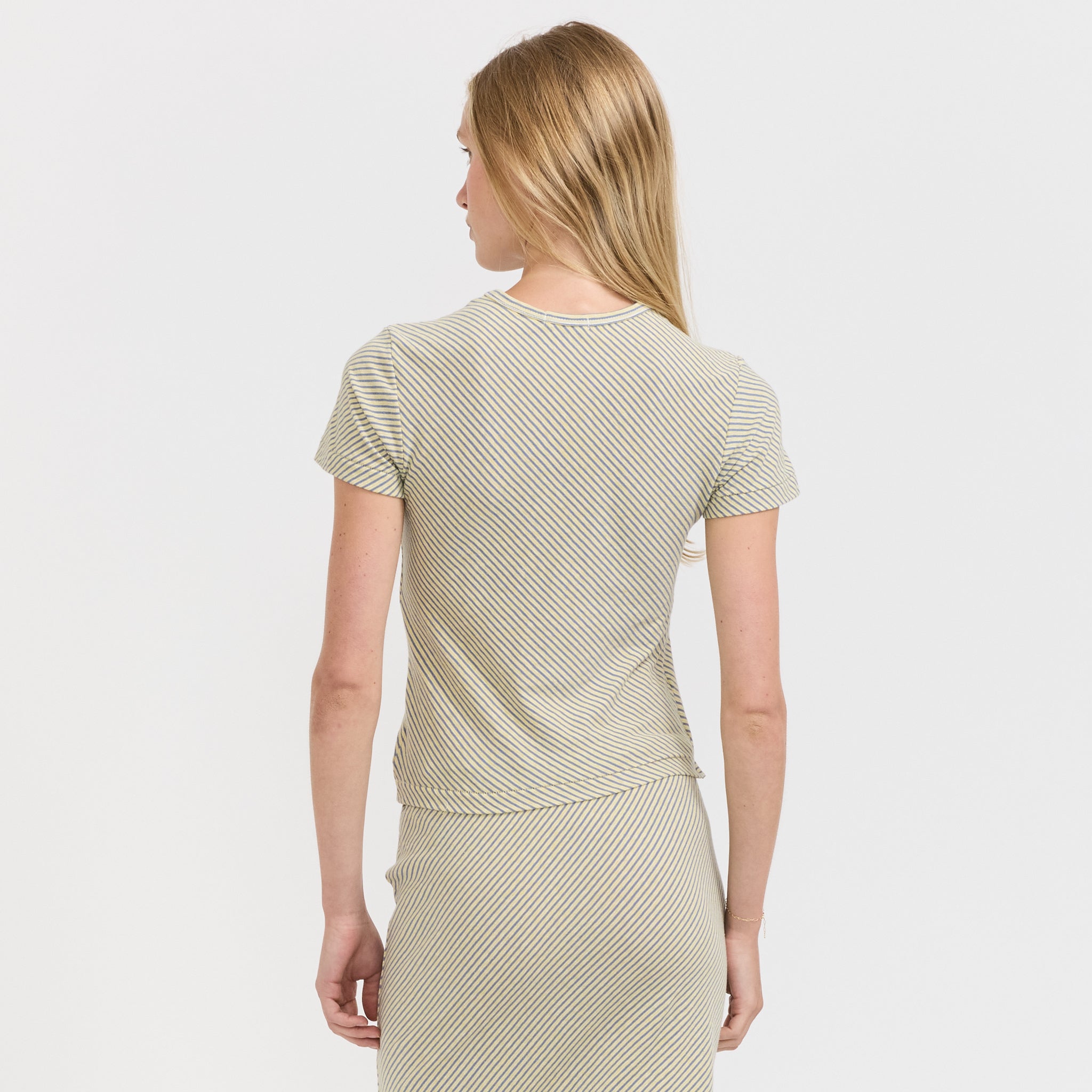 Bassike | Bias Stripe Baby Tee Yellow/Purple | Maplestore