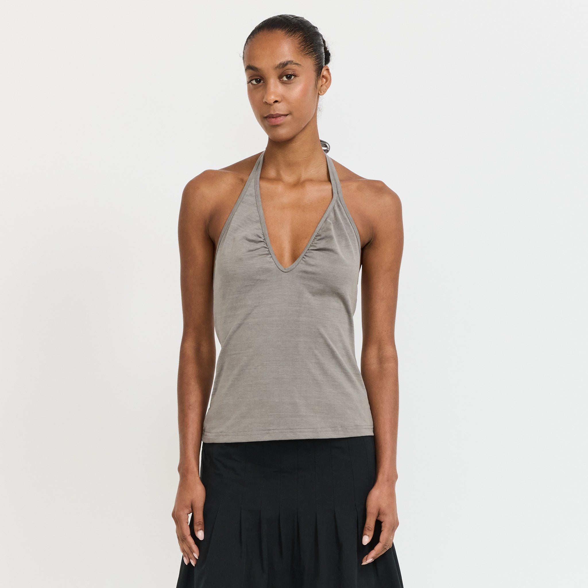 Bio Dyed Halter Neck Tank Washed Grey