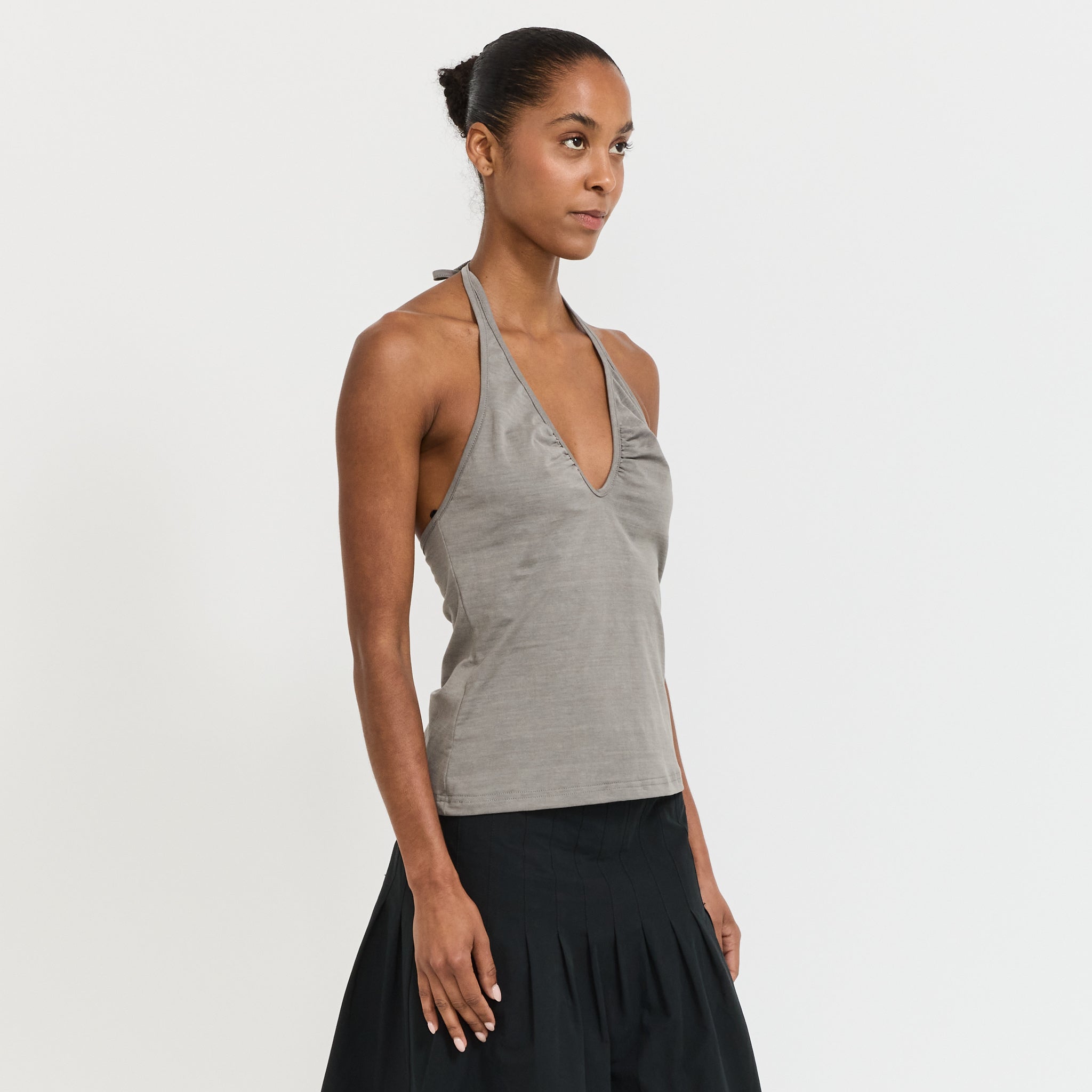 Bio Dyed Halter Neck Tank Washed Grey