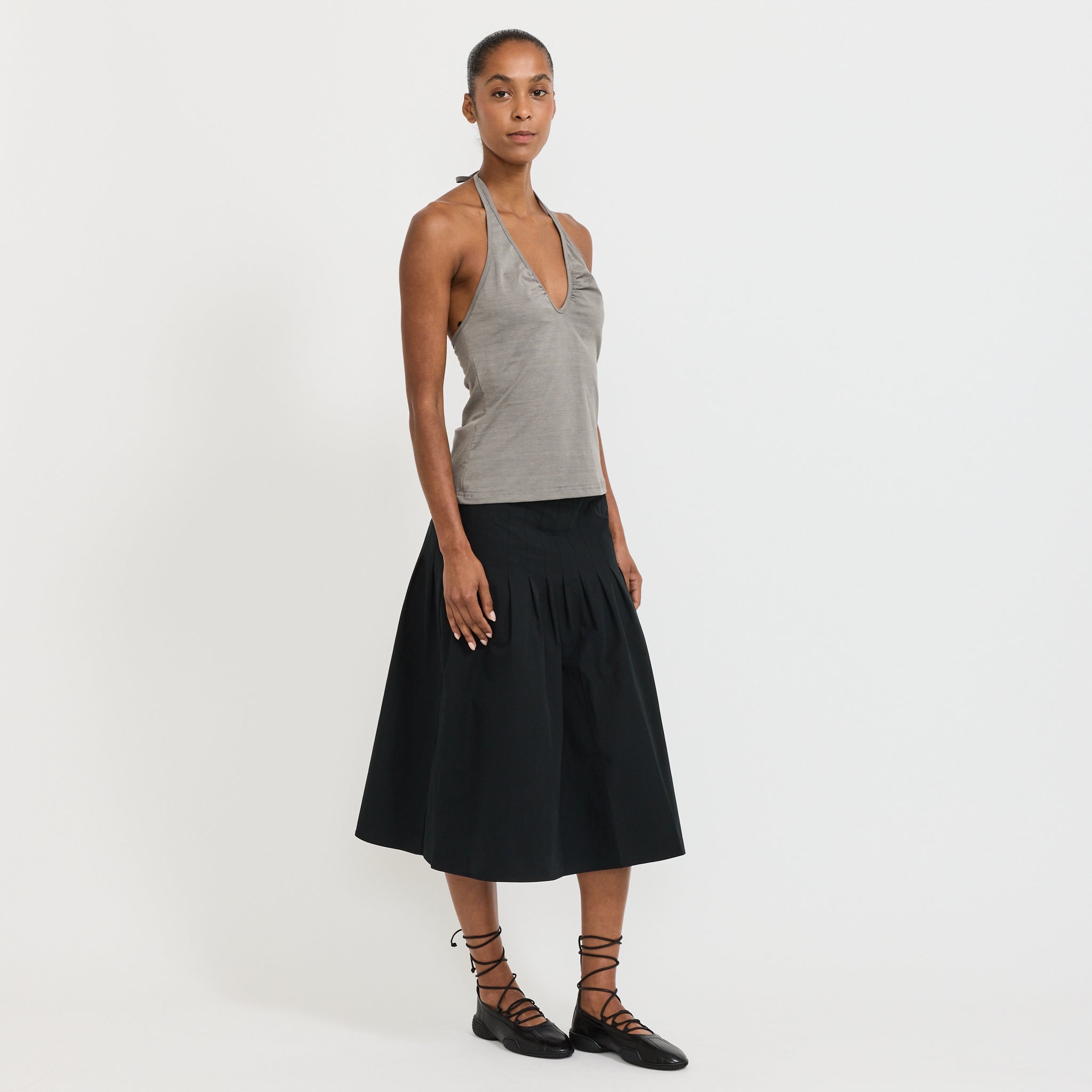 Bio Dyed Halter Neck Tank Washed Grey