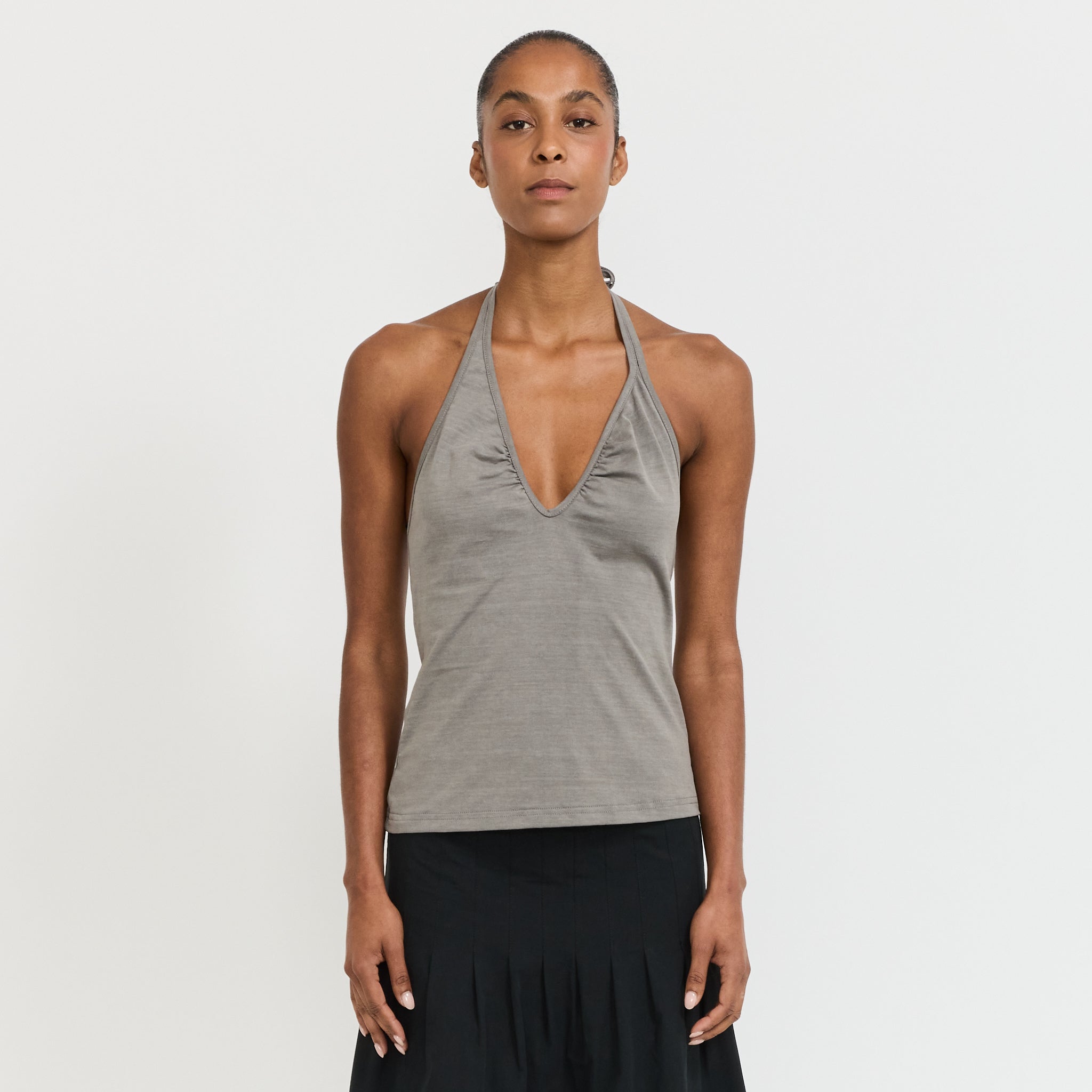 Bio Dyed Halter Neck Tank Washed Grey