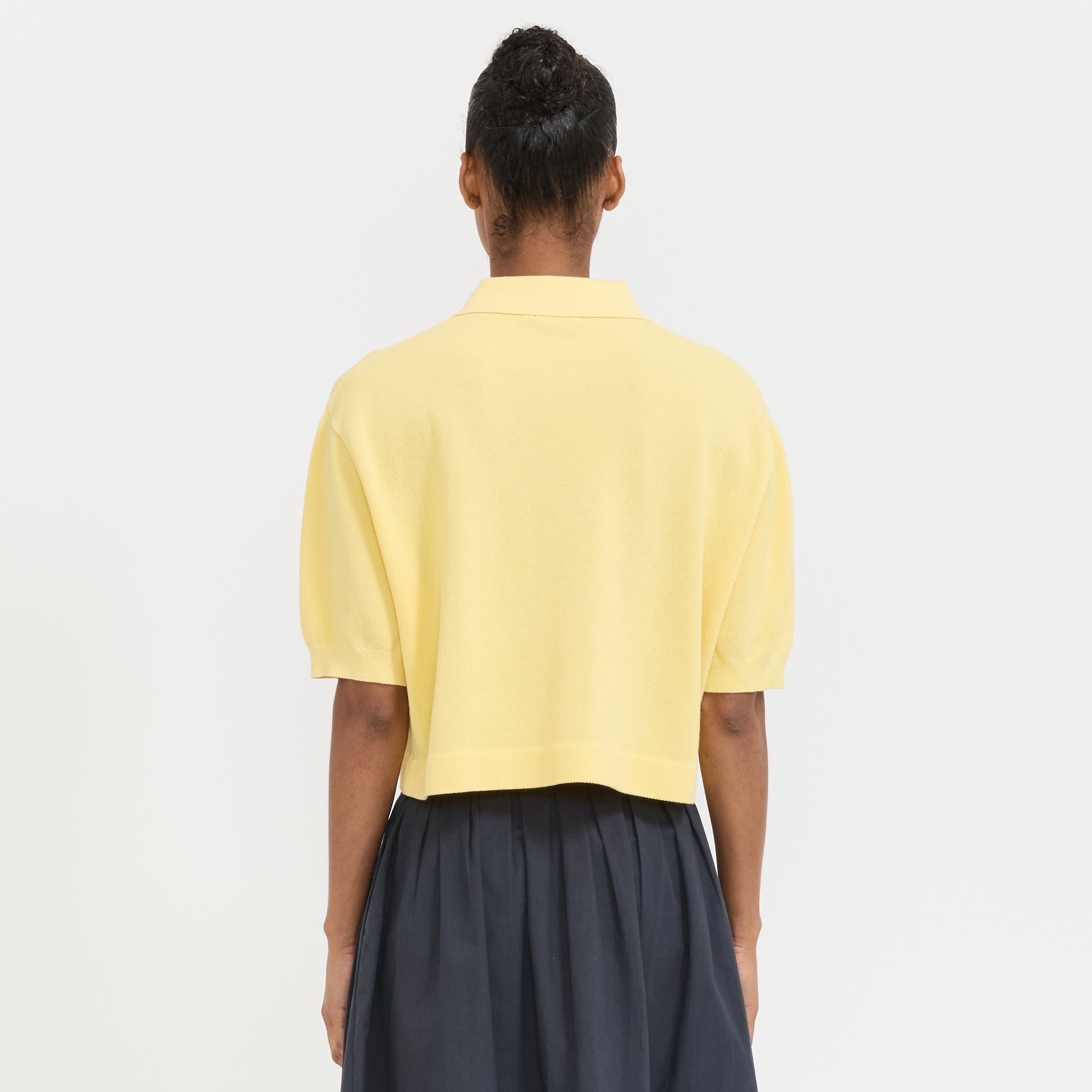 Boxy Pique Polo Knit Pale Yellow
