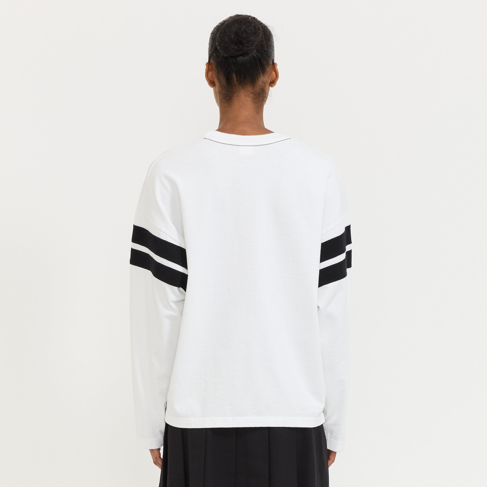Boxy Rib Insert L/S T-Shirt White/Black