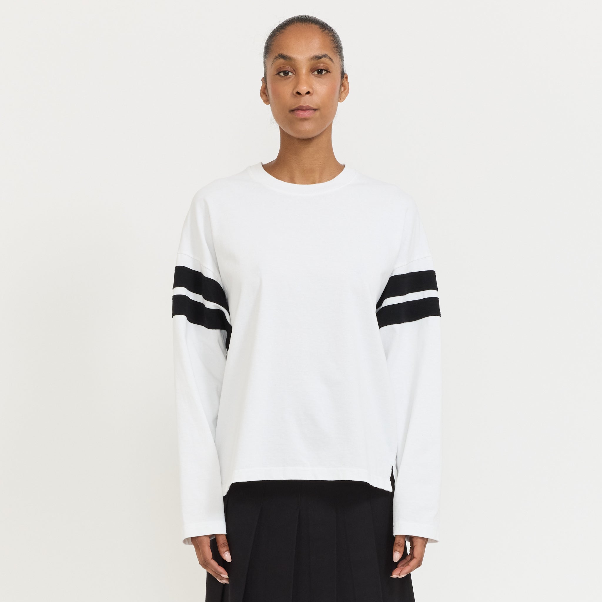 Boxy Rib Insert L/S T-Shirt White/Black