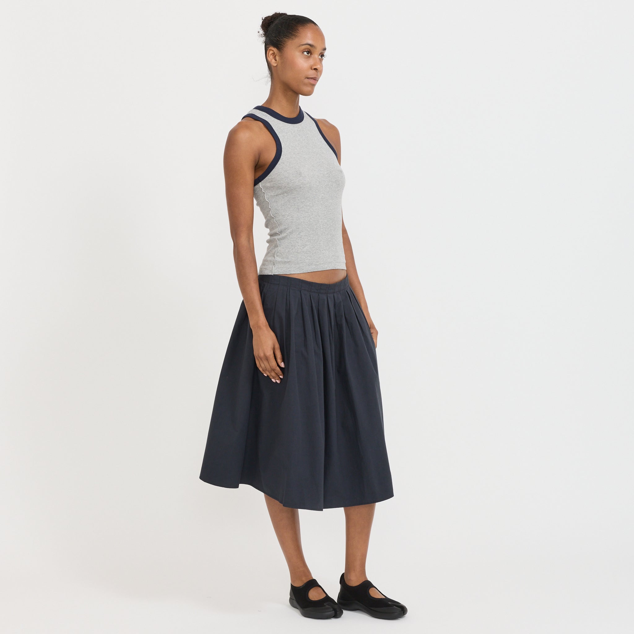 Contrast Seam Detail Tank Greymarle/Blue Ink