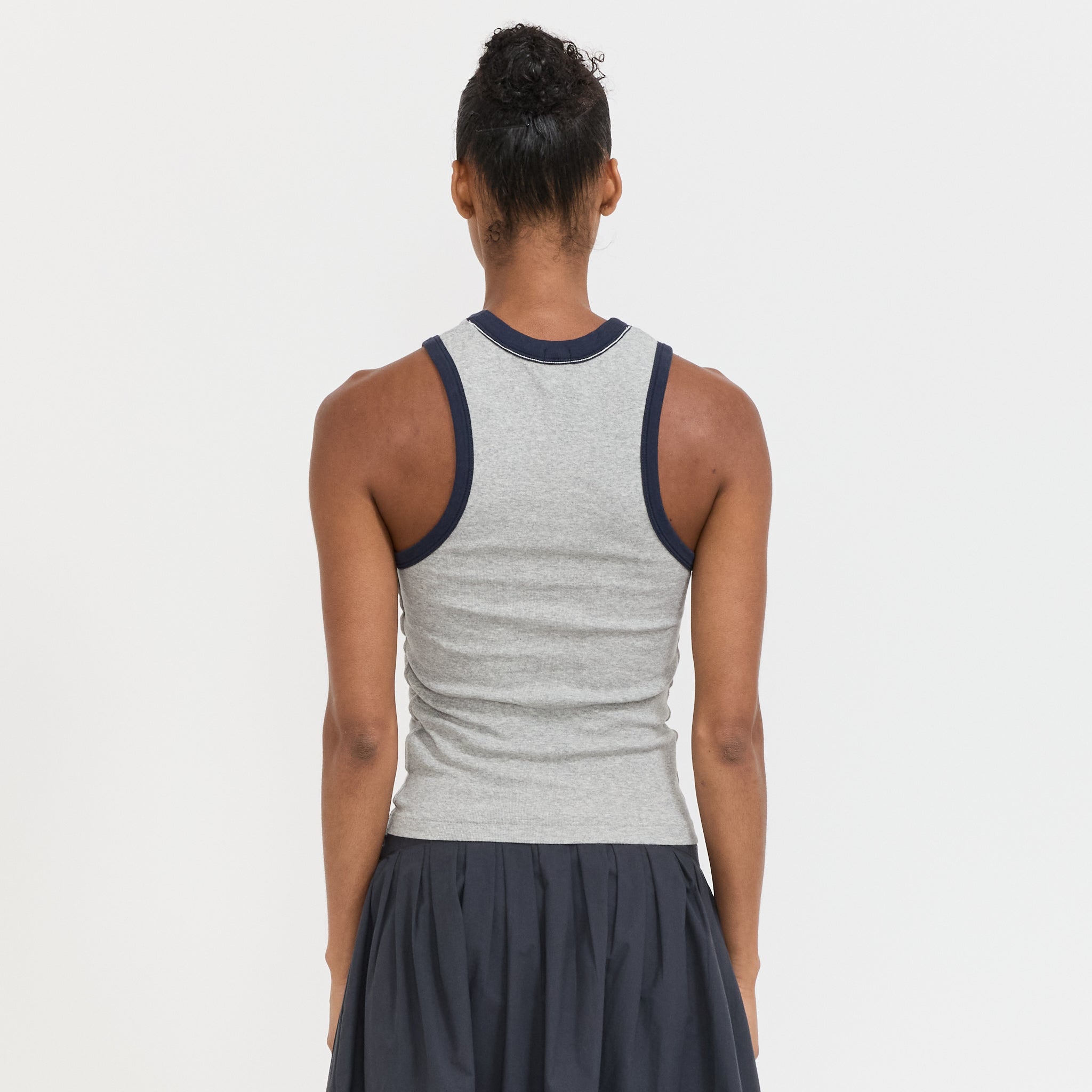 Contrast Seam Detail Tank Greymarle/Blue Ink