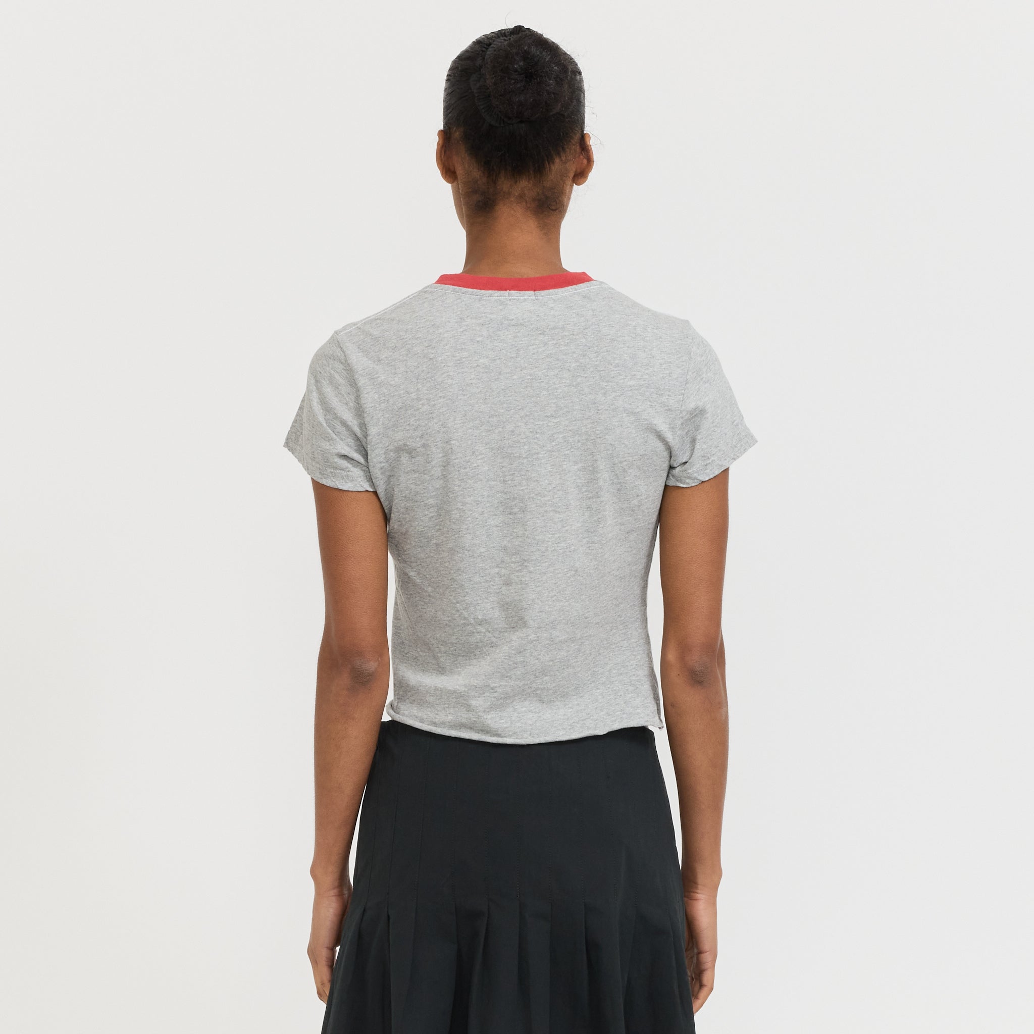 Contrast V-Neck Baby T-Shirt Grey Marle/Heritage Red