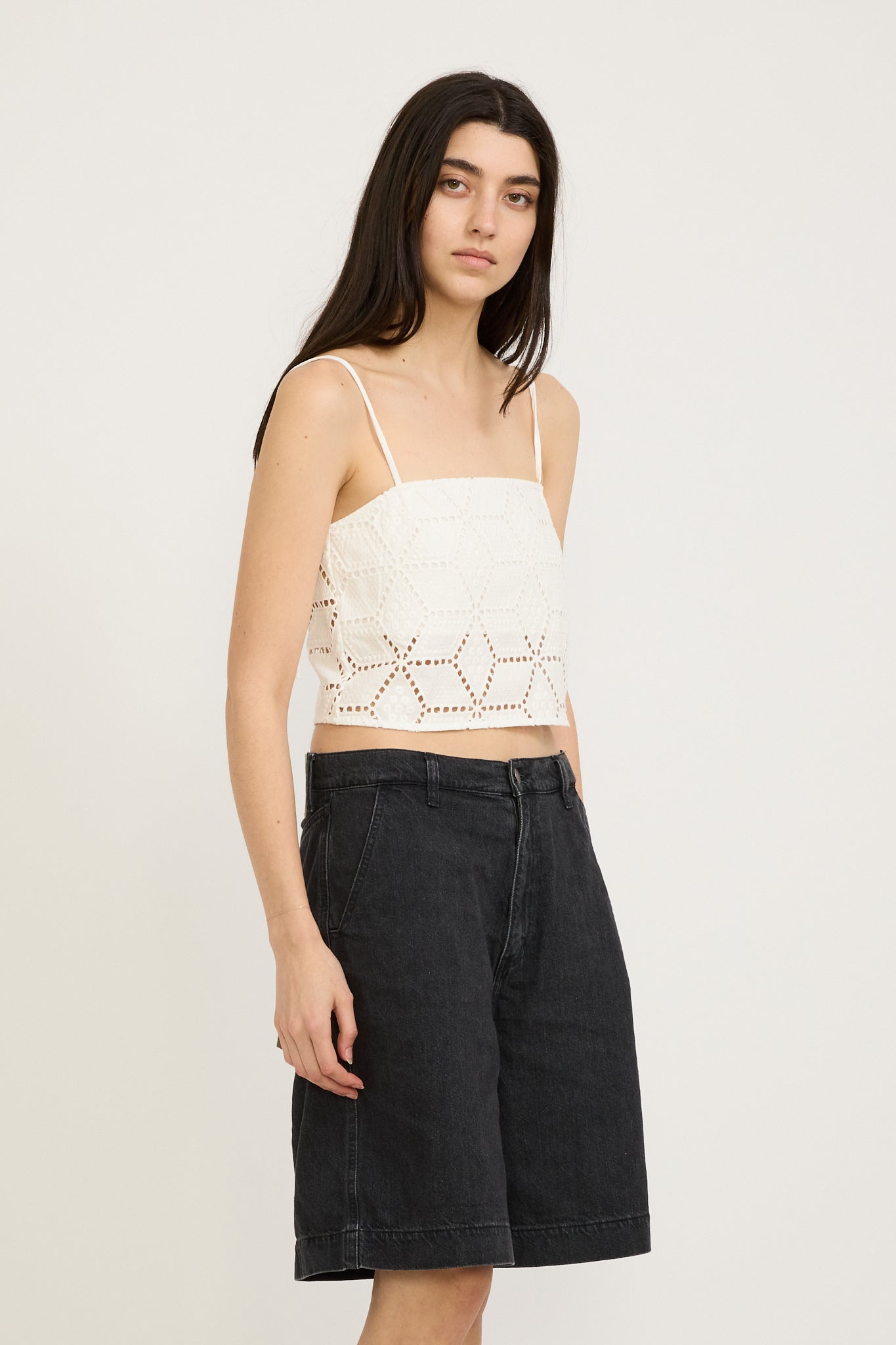 Bassike | Cotton Lace Cami White | Maplestore