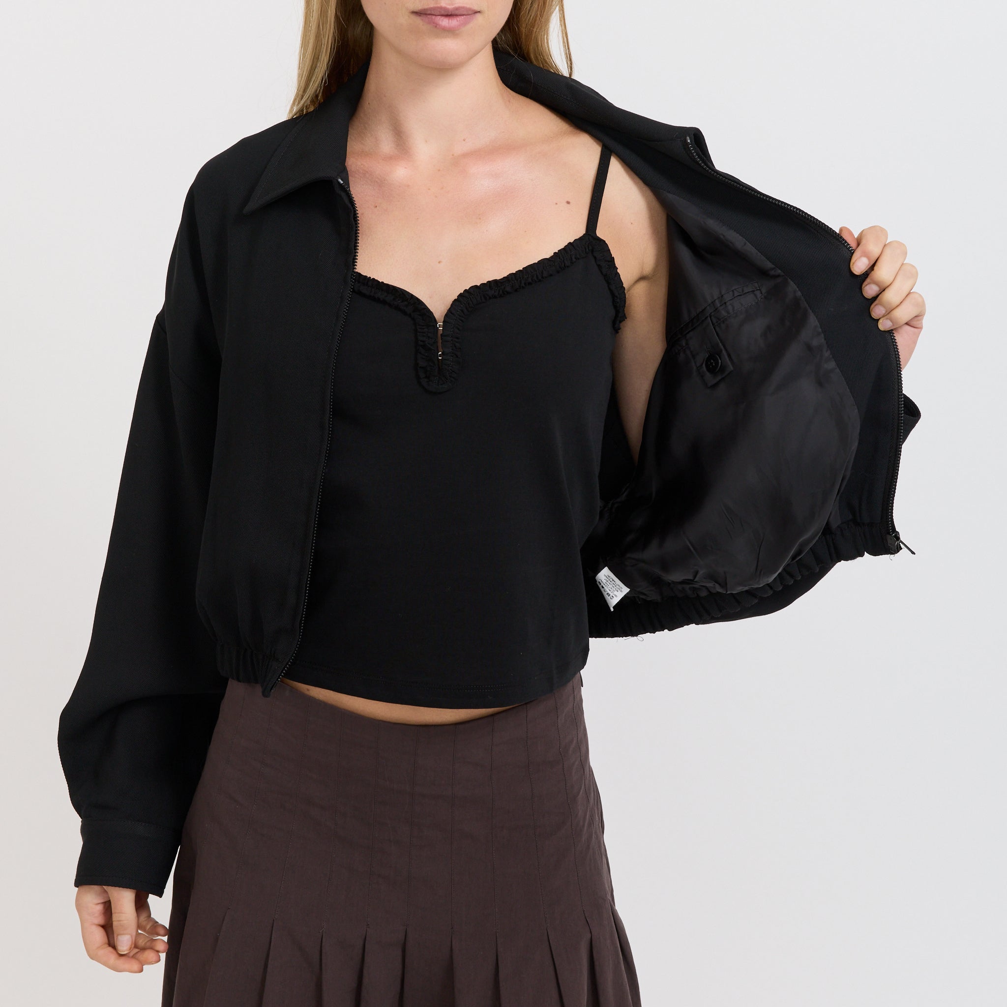 Bassike | Cropped Twill Jacket Black | Maplestore