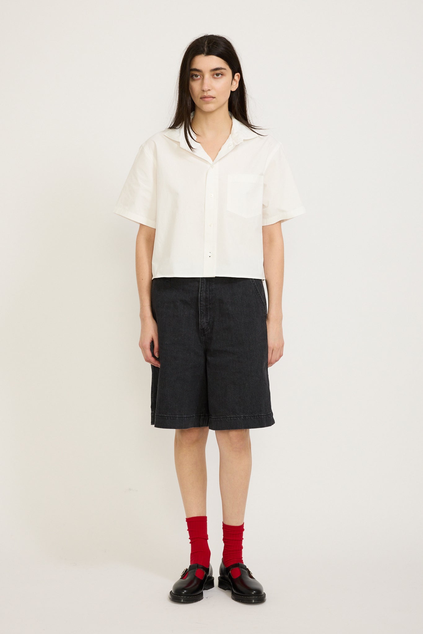 Bassike | Crushed Cotton Cropped Shirt Natural | Maplestore