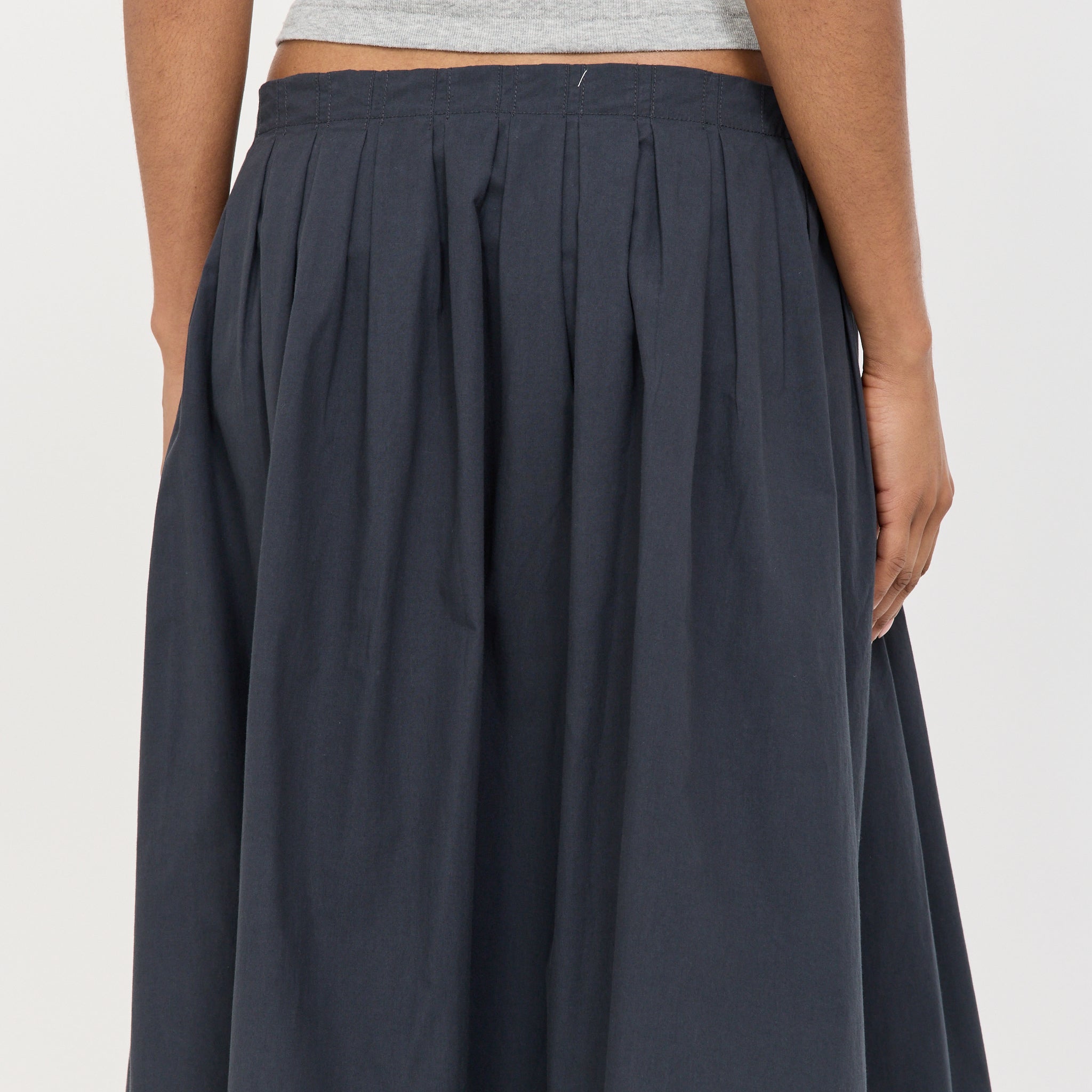 Crushed Cotton Gathered Skirt Ink