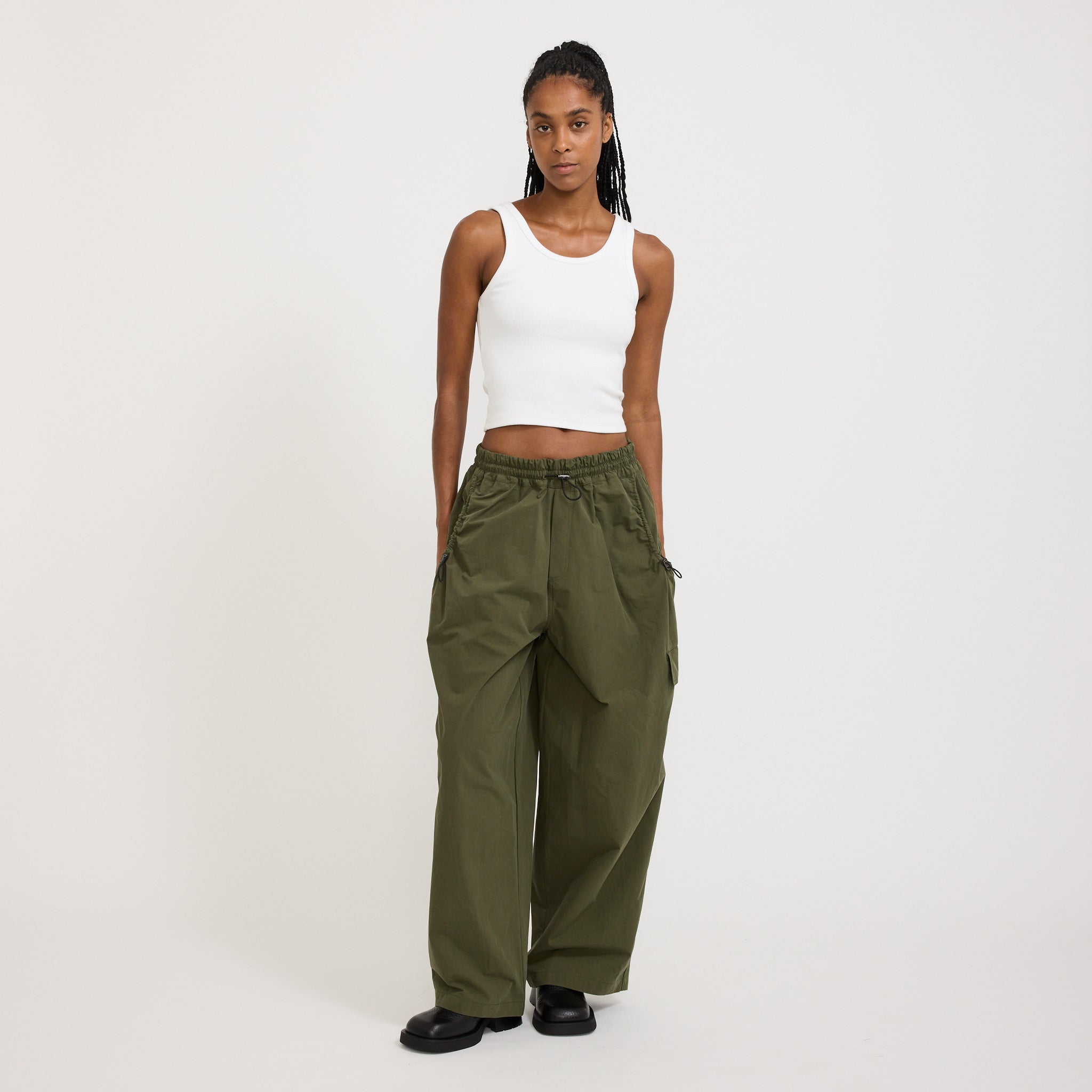 Bassike | Crushed Cotton Hiker Pant Khaki | Maplestore
