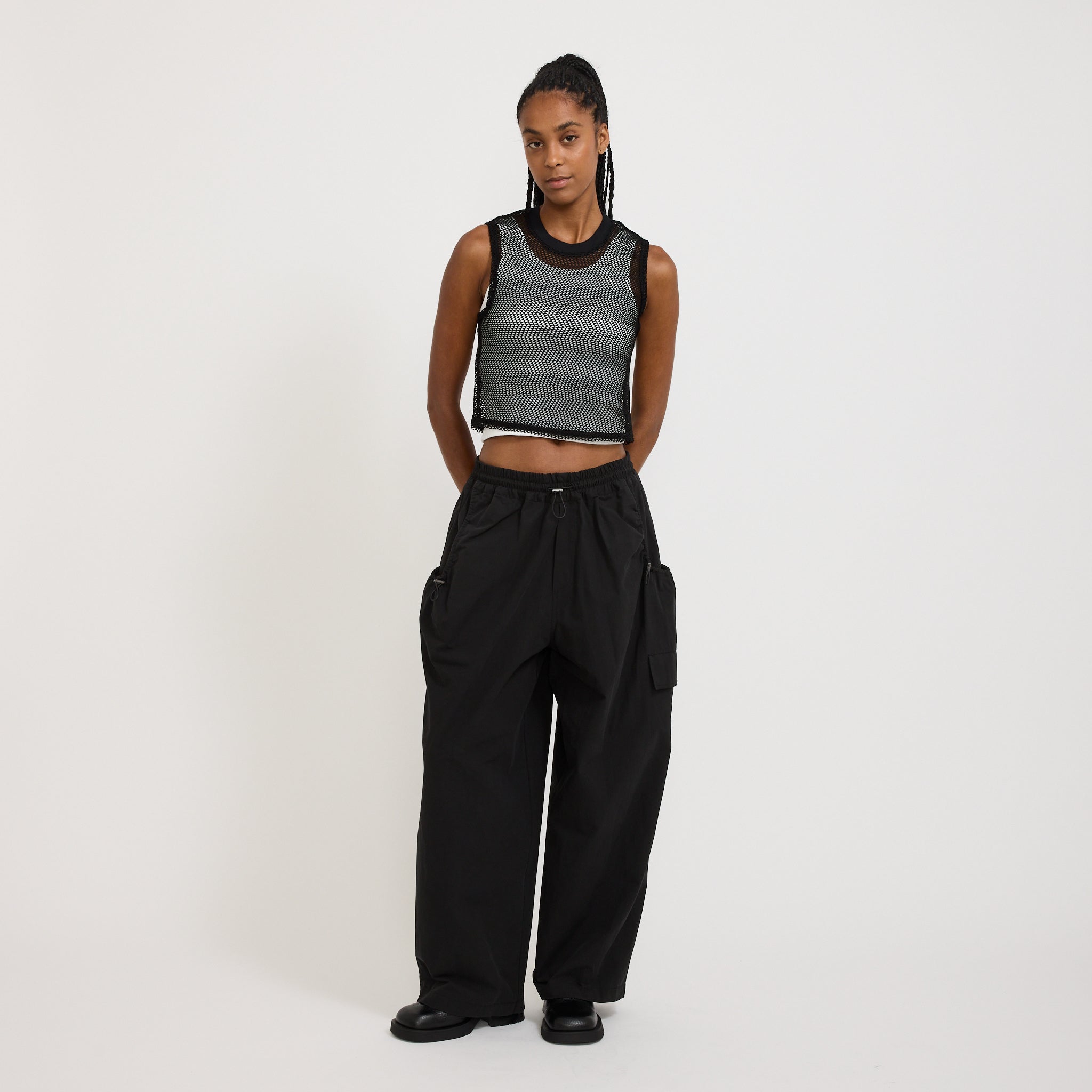 Bassike | Crushed Cotton Hiker Pant Black | Maplestore