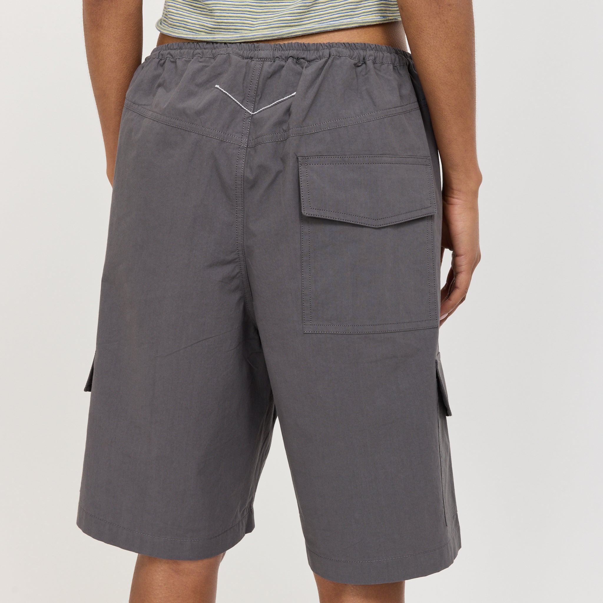 Crushed Cotton Cargo Short Washed Black