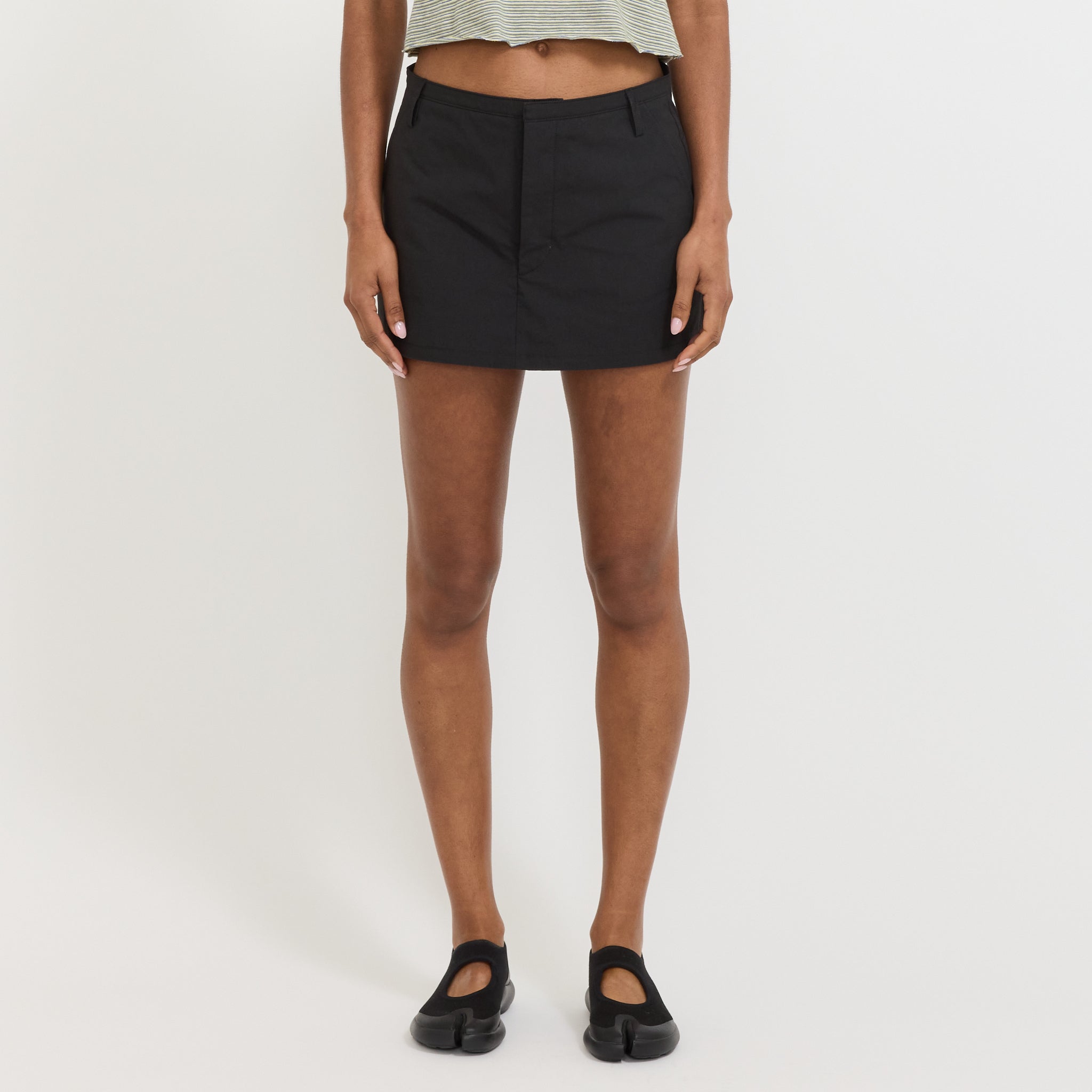 Crushed Cotton Mini Skort Black
