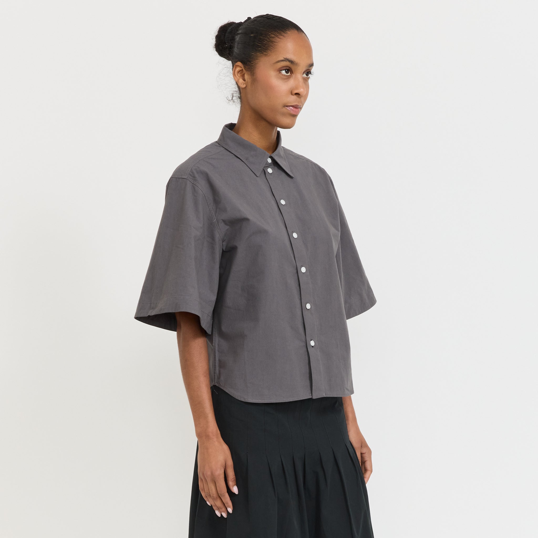 Crushed Cotton S/S Shirt Washed Black