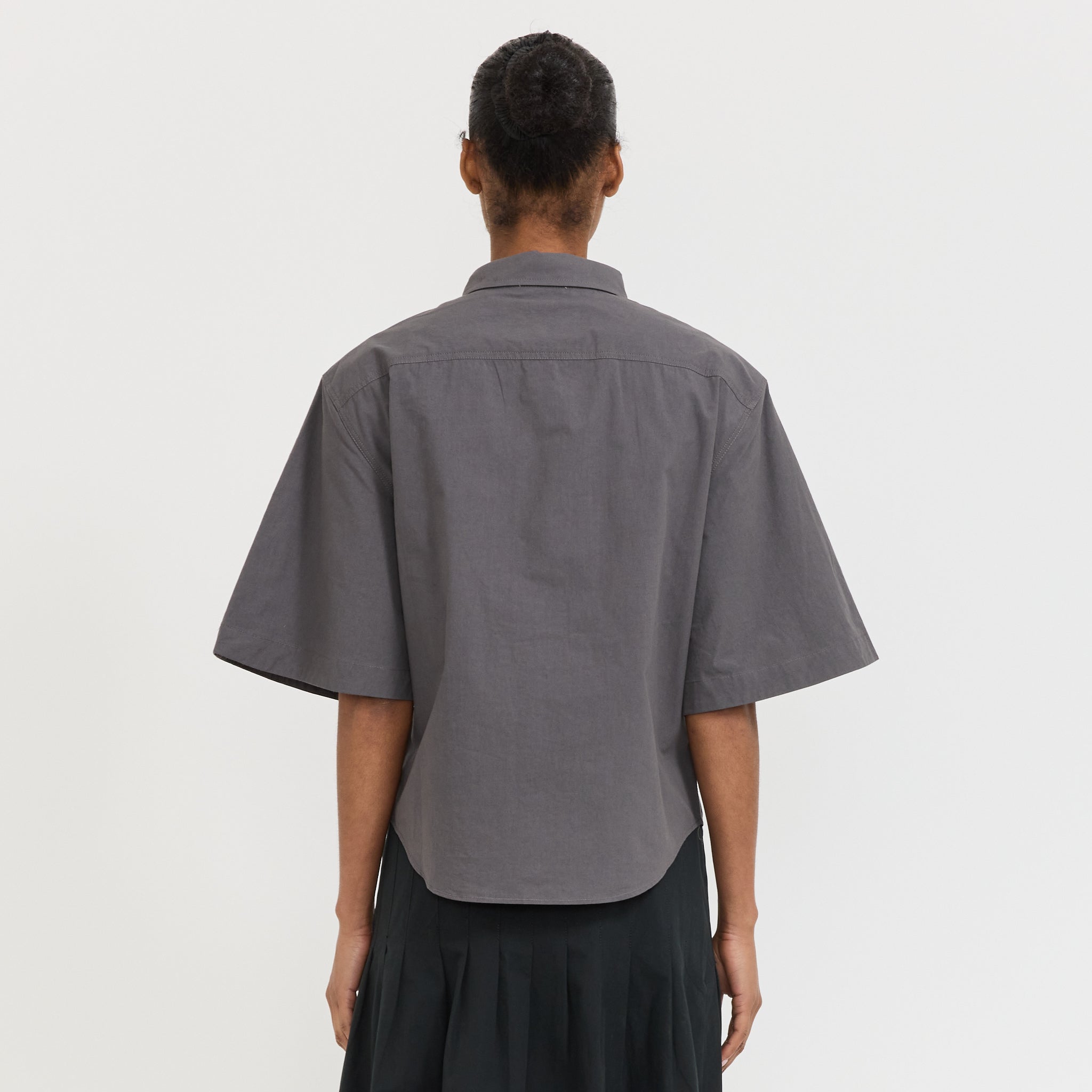 Crushed Cotton S/S Shirt Washed Black