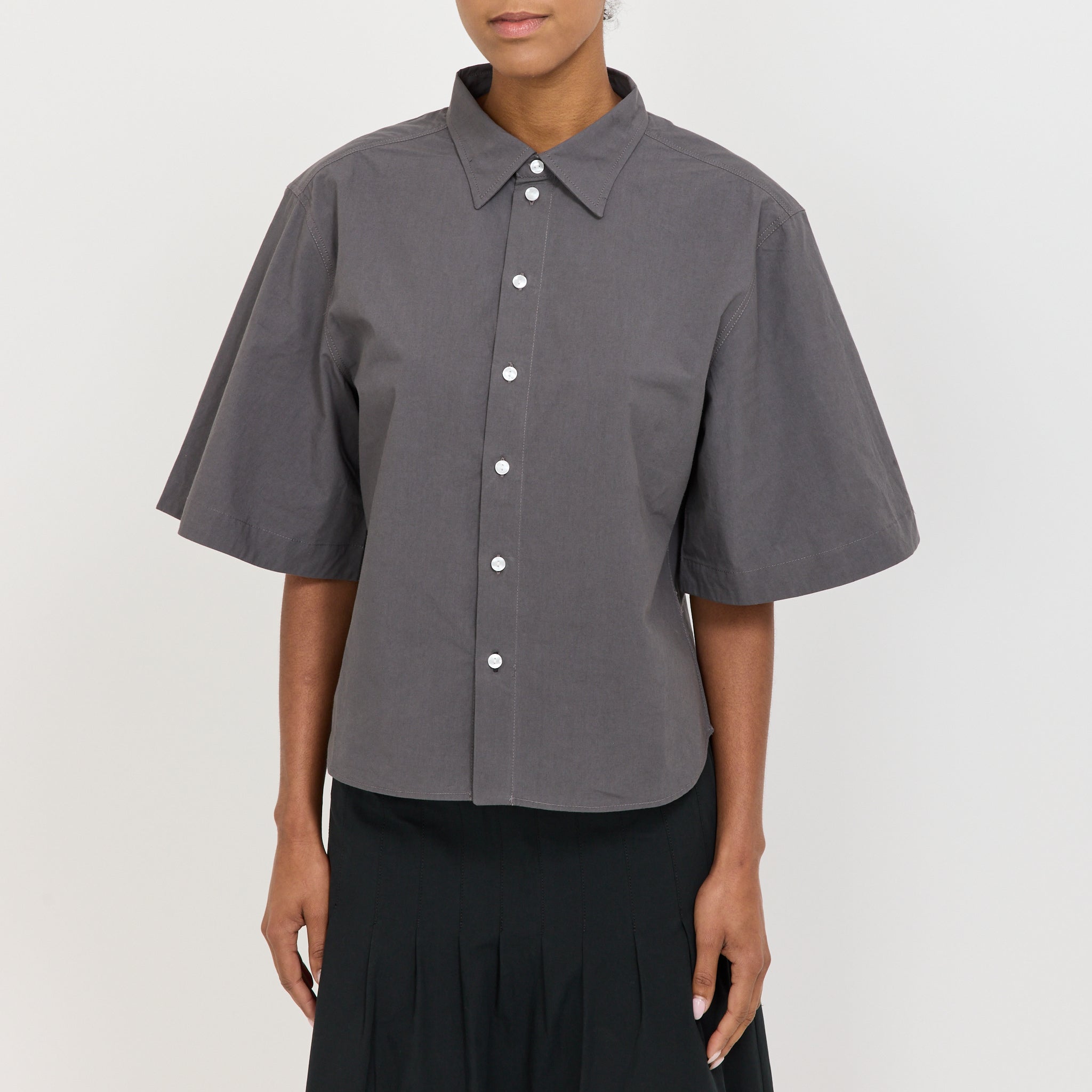 Crushed Cotton S/S Shirt Washed Black