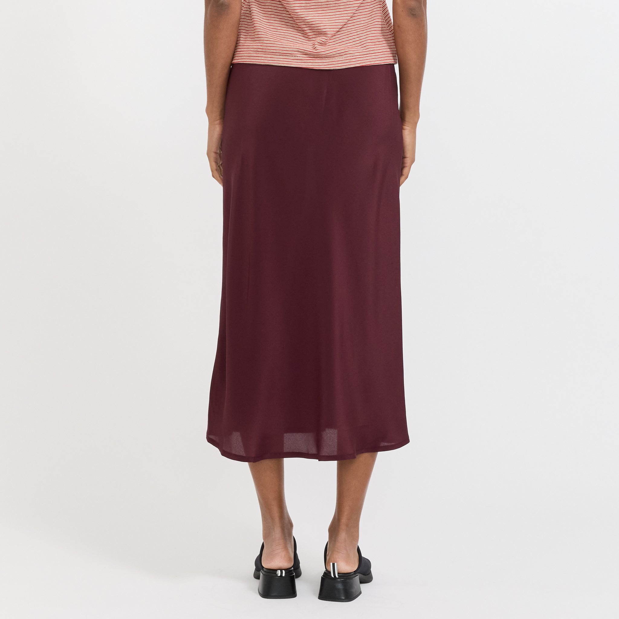 Fine Silk Crepe Slip Skirt Burgundy
