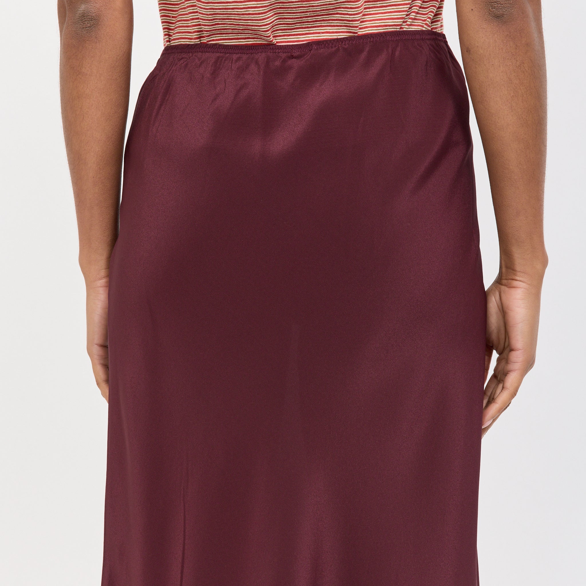 Fine Silk Crepe Slip Skirt Burgundy