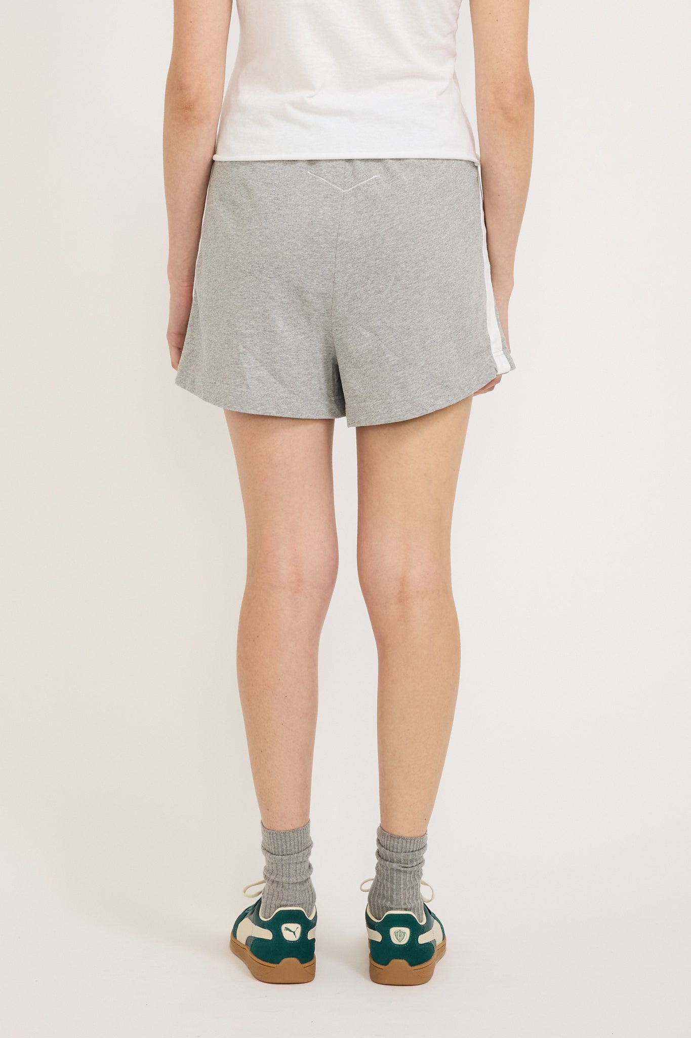 Bassike | French Terry Side Stripe Short Grey Marle/White | Maplestore