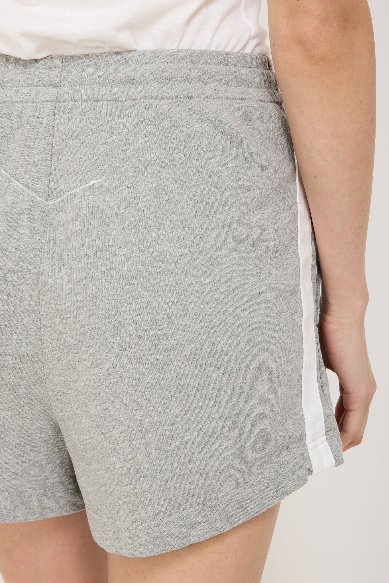 Bassike | French Terry Side Stripe Short Grey Marle/White | Maplestore