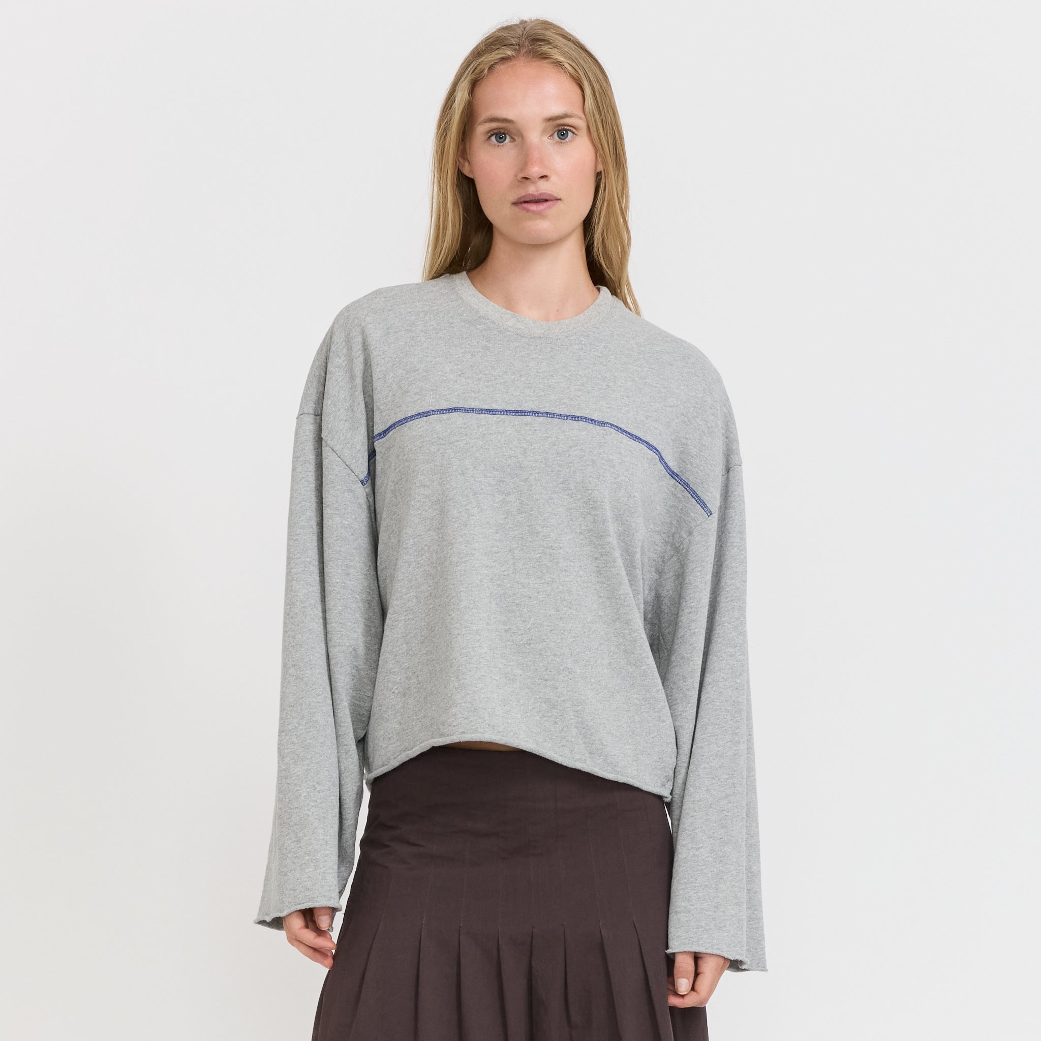 Bassike | French Terry Yoke Detail L/S Grey Marle | Maplestore