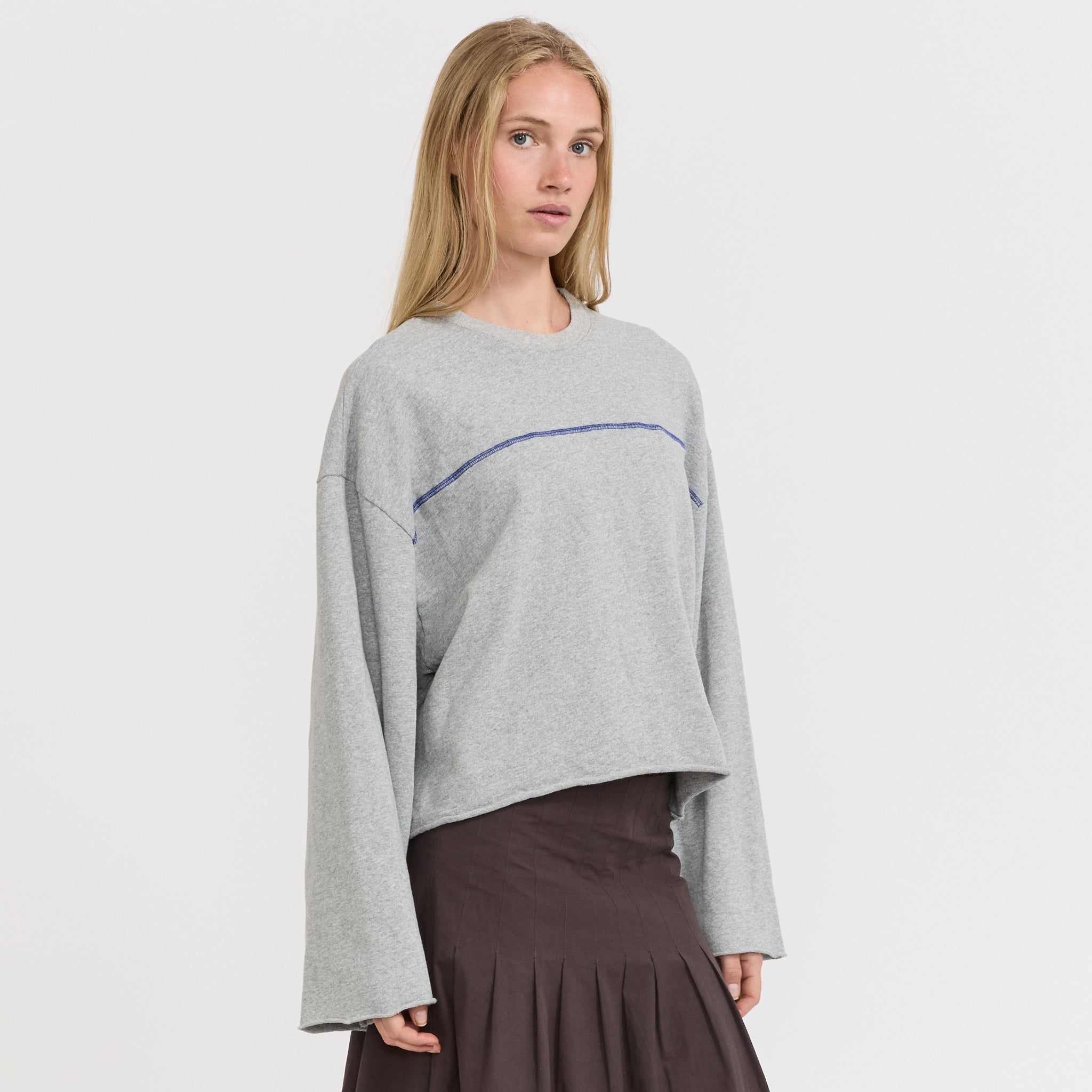 Bassike | French Terry Yoke Detail L/S Grey Marle | Maplestore