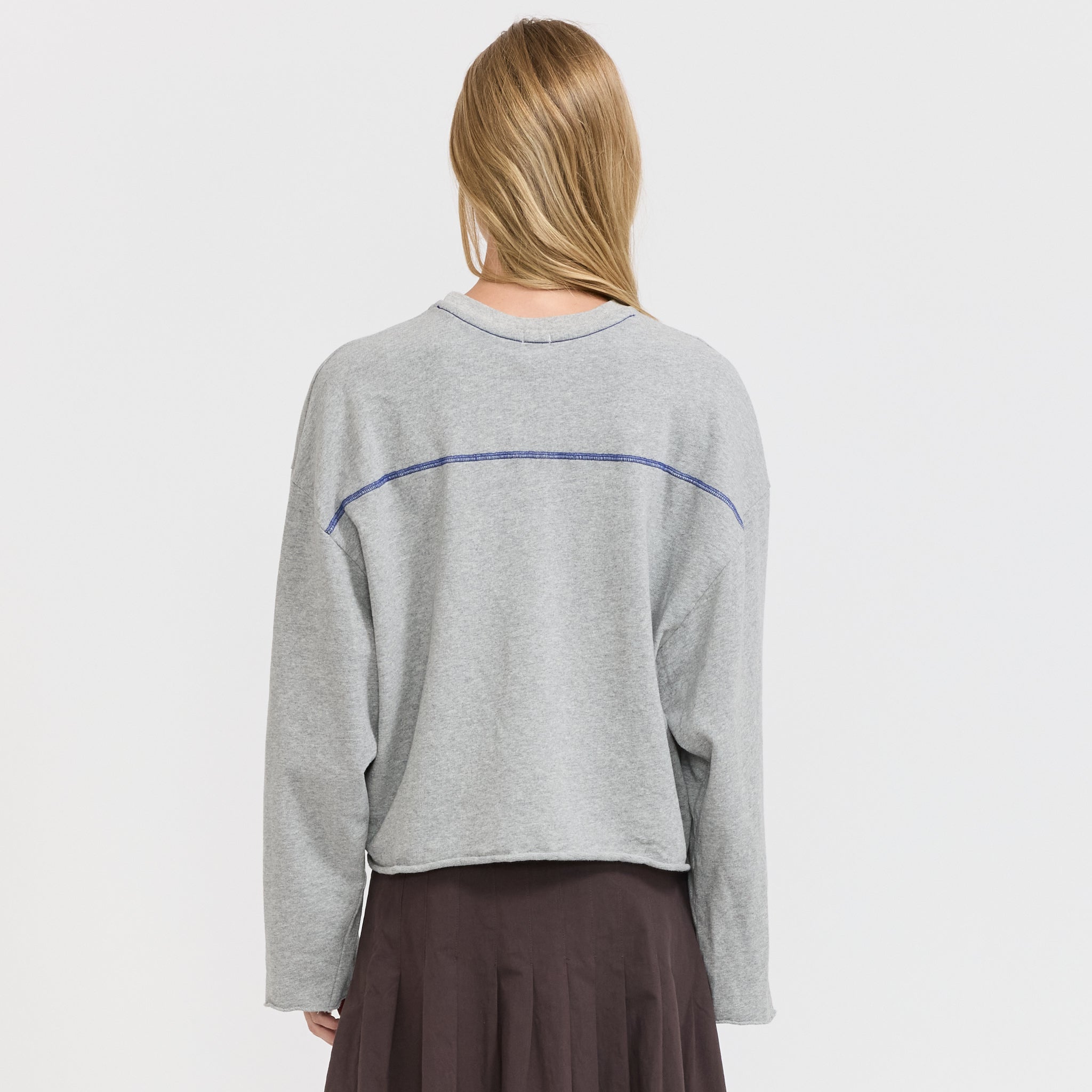 Bassike | French Terry Yoke Detail L/S Grey Marle | Maplestore