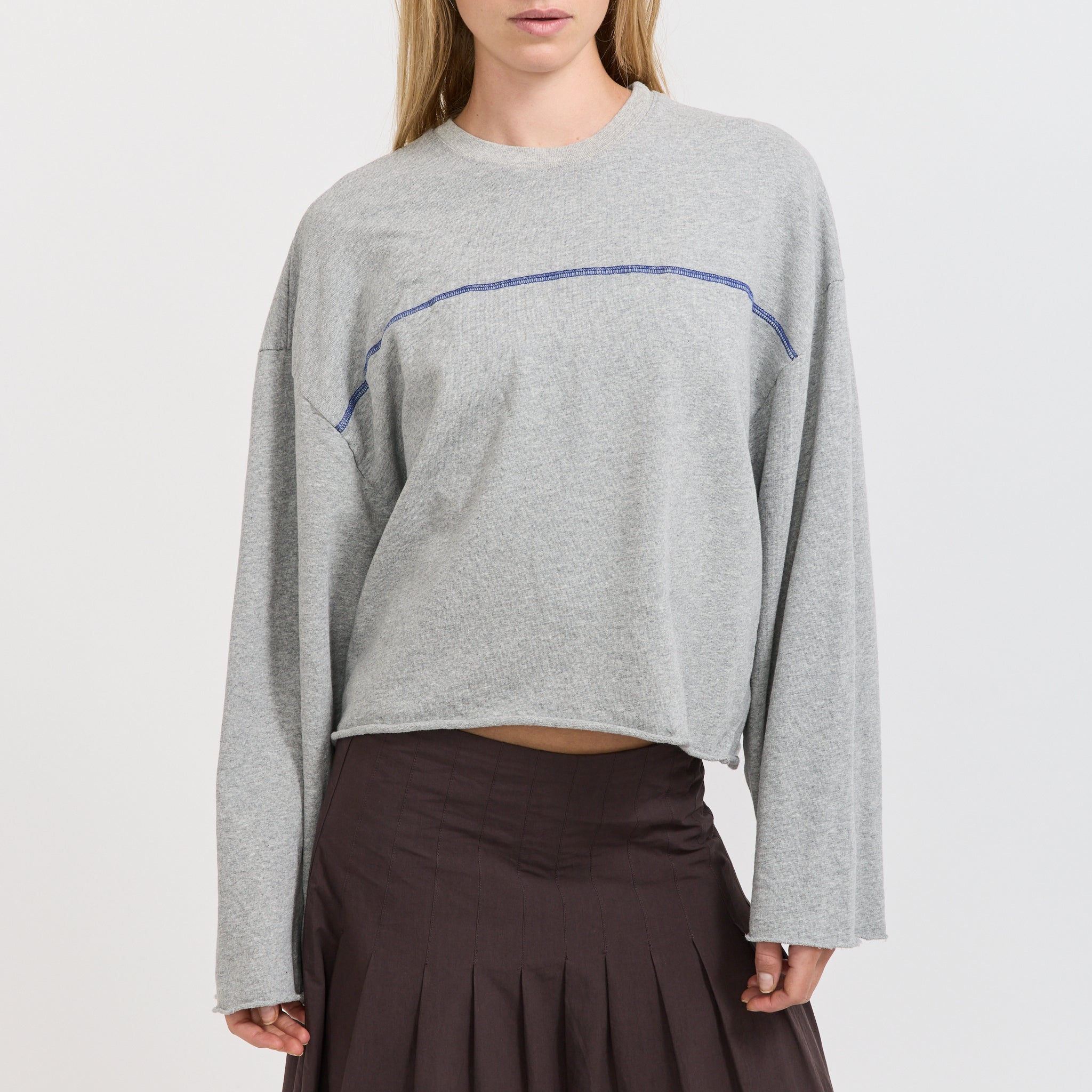 Bassike | French Terry Yoke Detail L/S Grey Marle | Maplestore