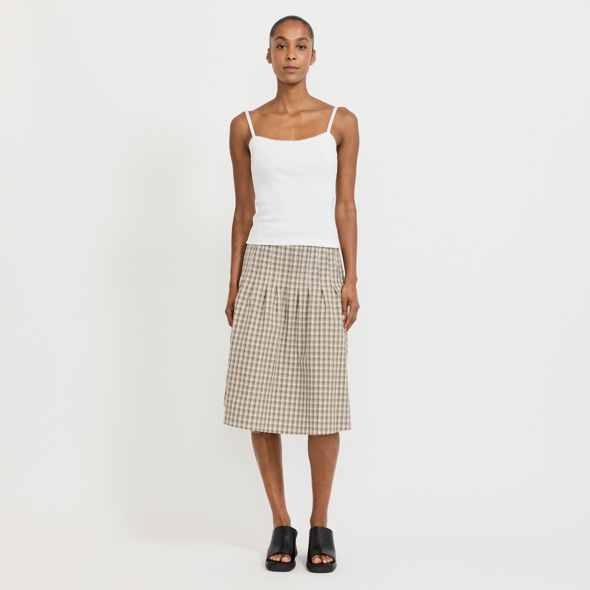 Lace Strap Soft Rib Tank White