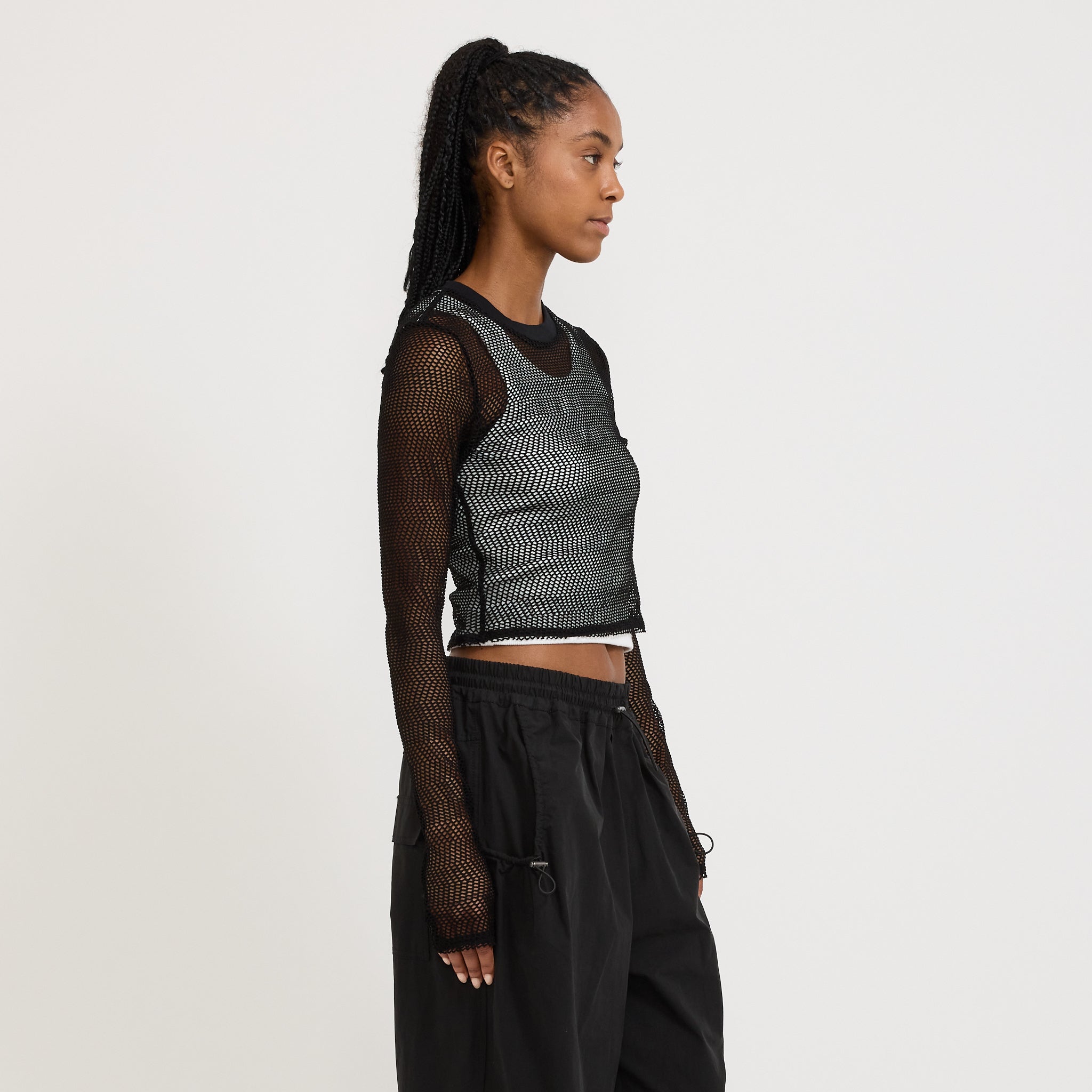 Bassike | Mesh Baby L/S Top Black | Maplestore