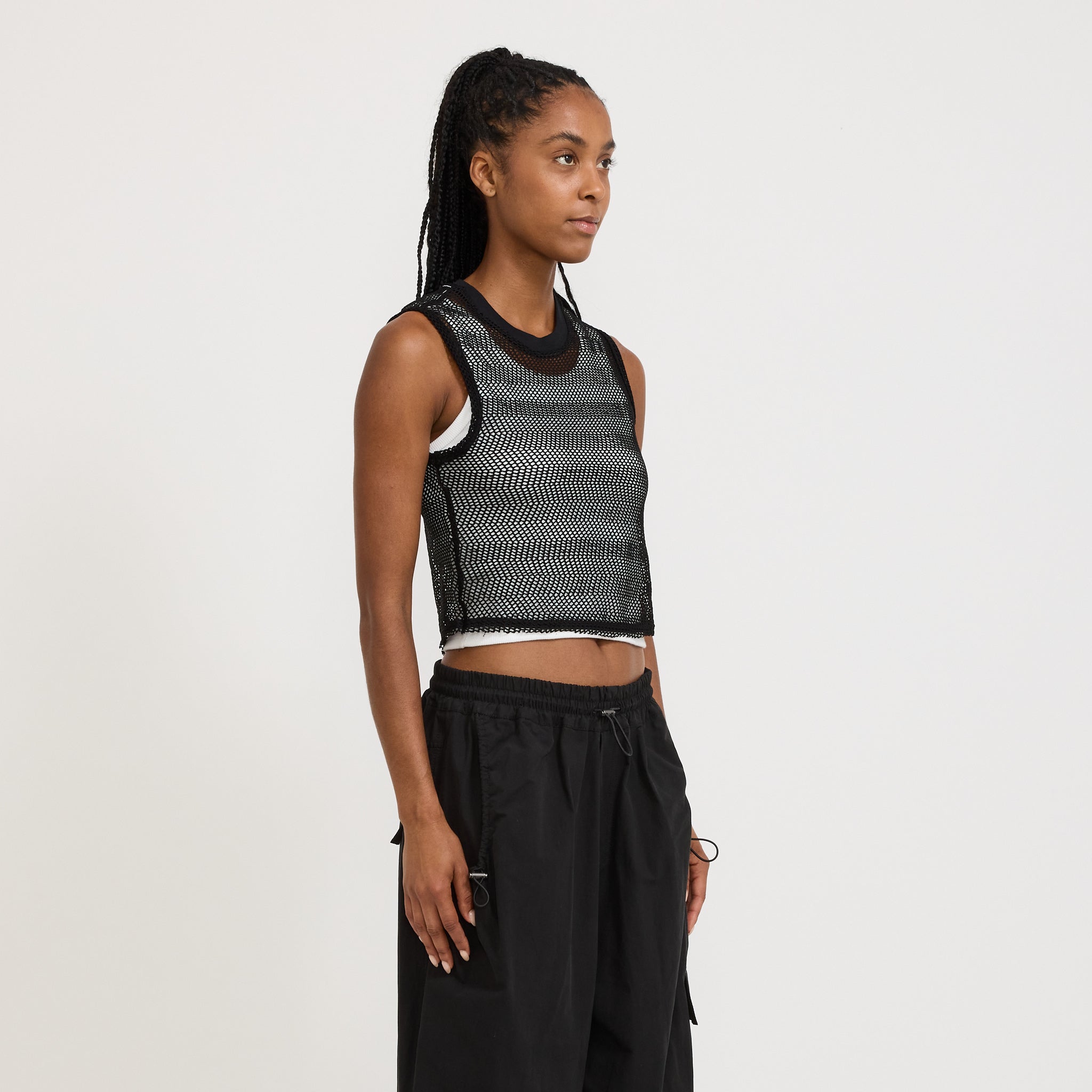Bassike | Mesh Baby Tank Black | Maplestore