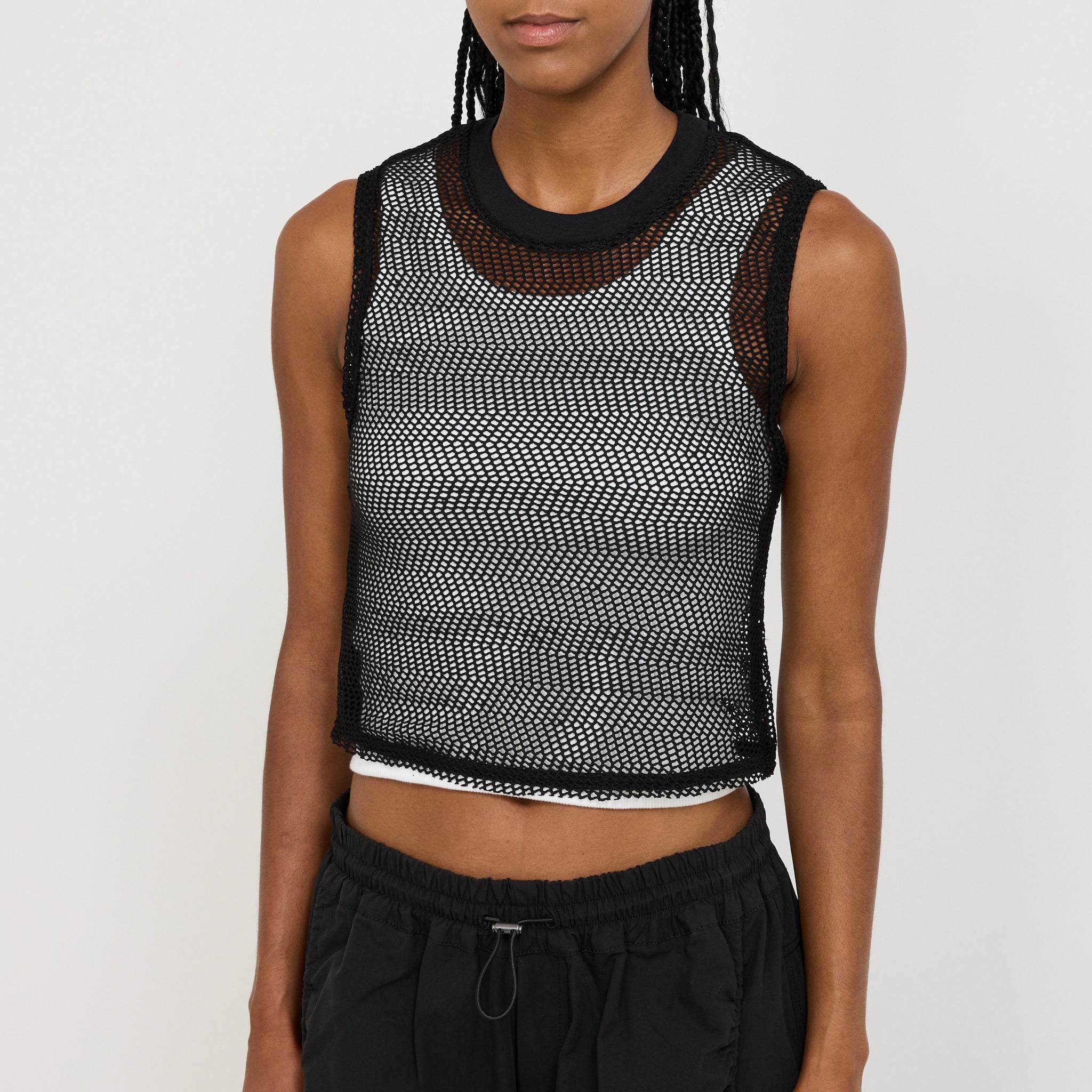 Bassike | Mesh Baby Tank Black | Maplestore