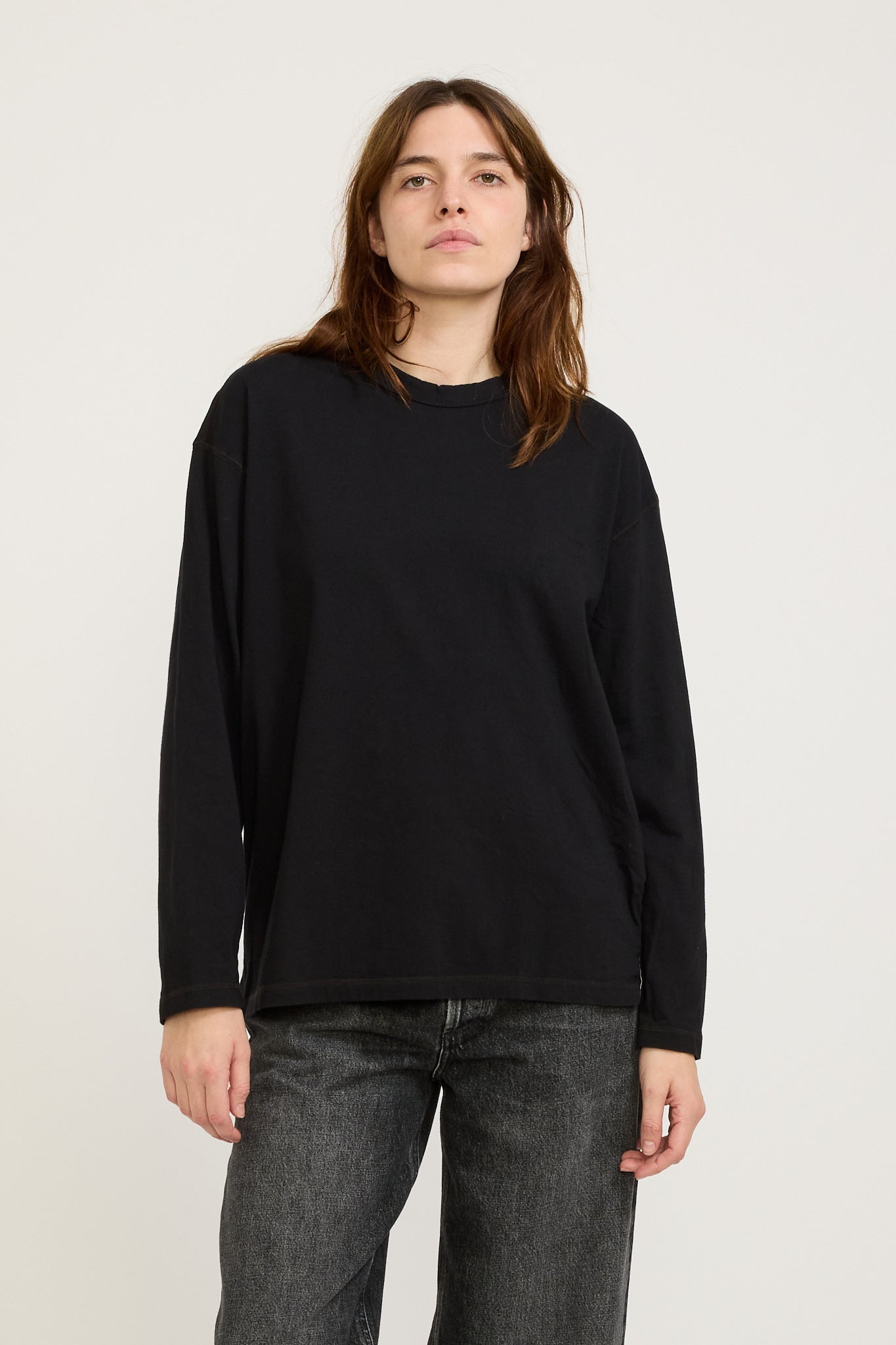 Bassike | Midweight Coverstitch L/S T-Shirt Black | Maplestore