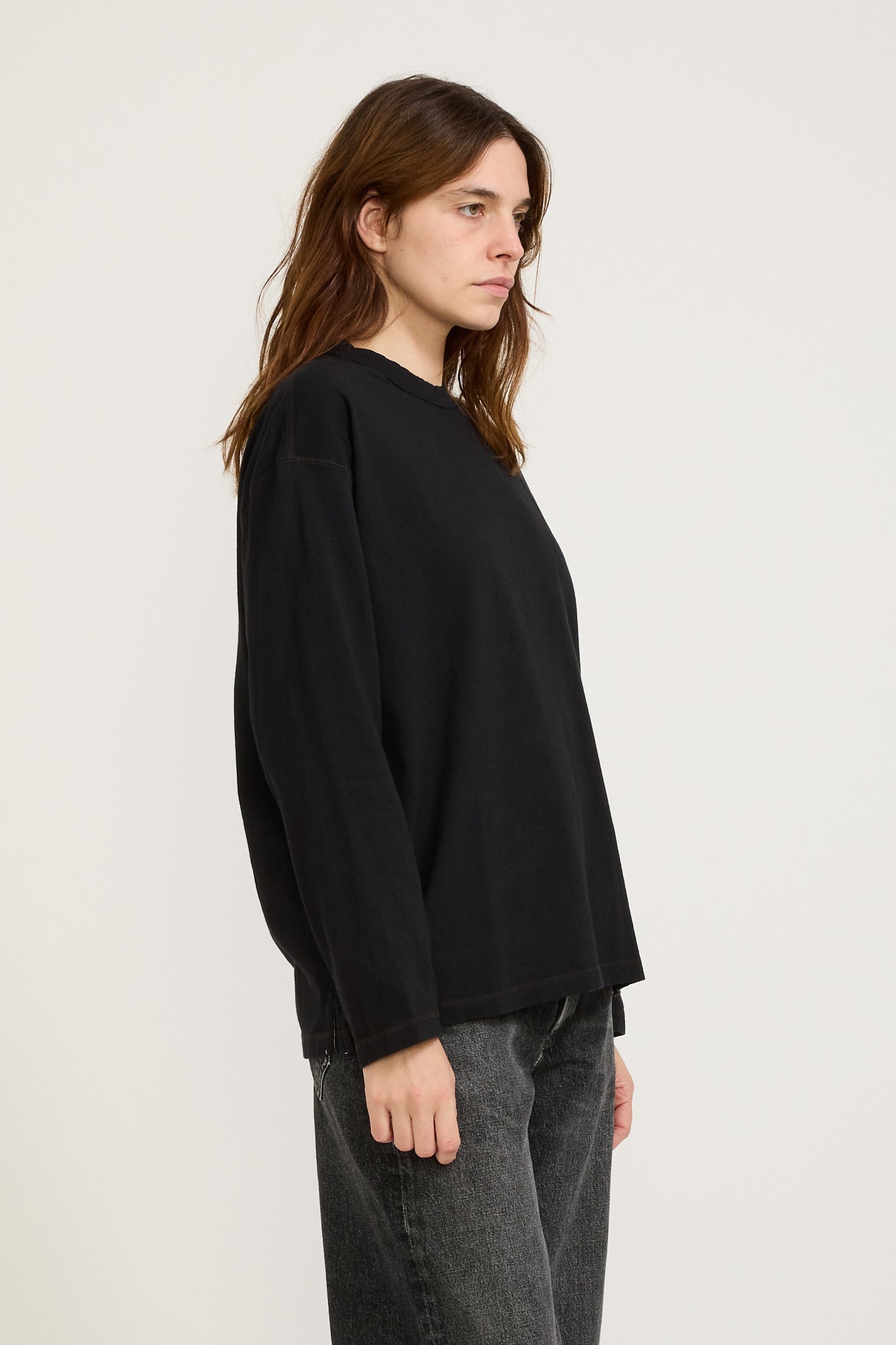 Bassike | Midweight Coverstitch L/S T-Shirt Black | Maplestore