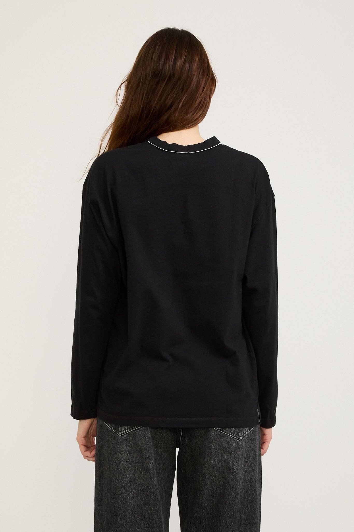 Bassike | Midweight Coverstitch L/S T-Shirt Black | Maplestore