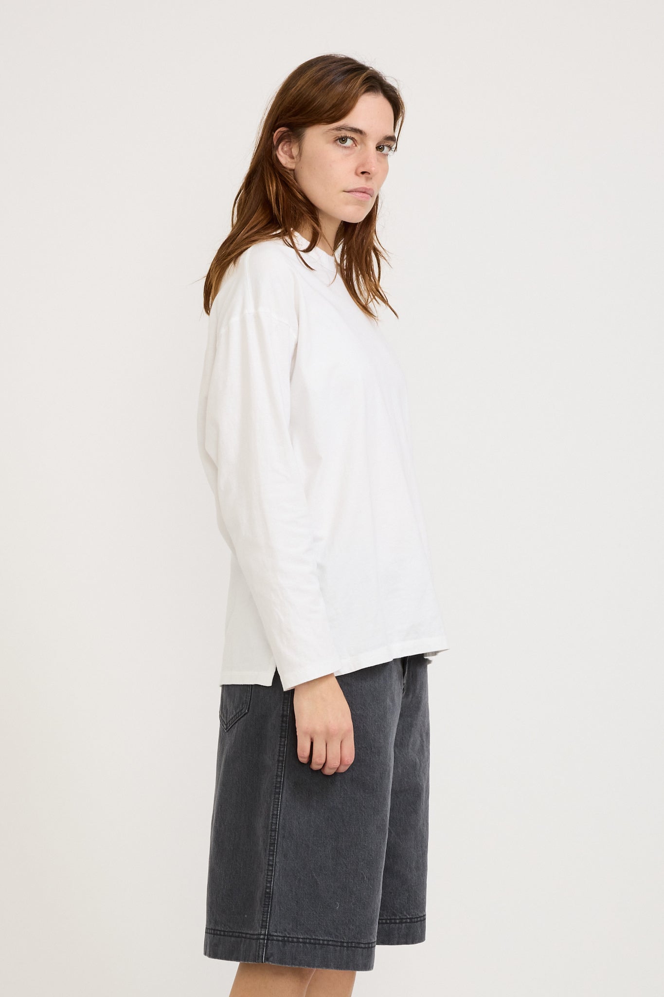 Bassike | Midweight Coverstitch L/S T-Shirt White | Maplestore