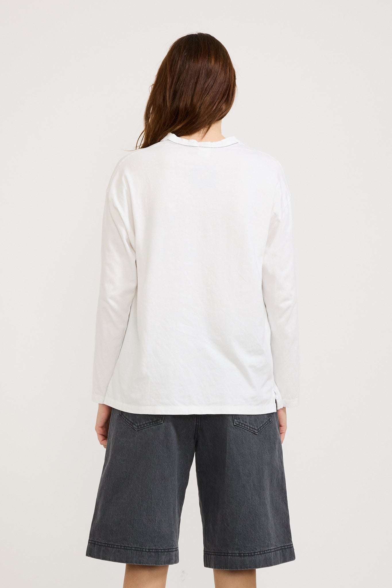 Bassike | Midweight Coverstitch L/S T-Shirt White | Maplestore