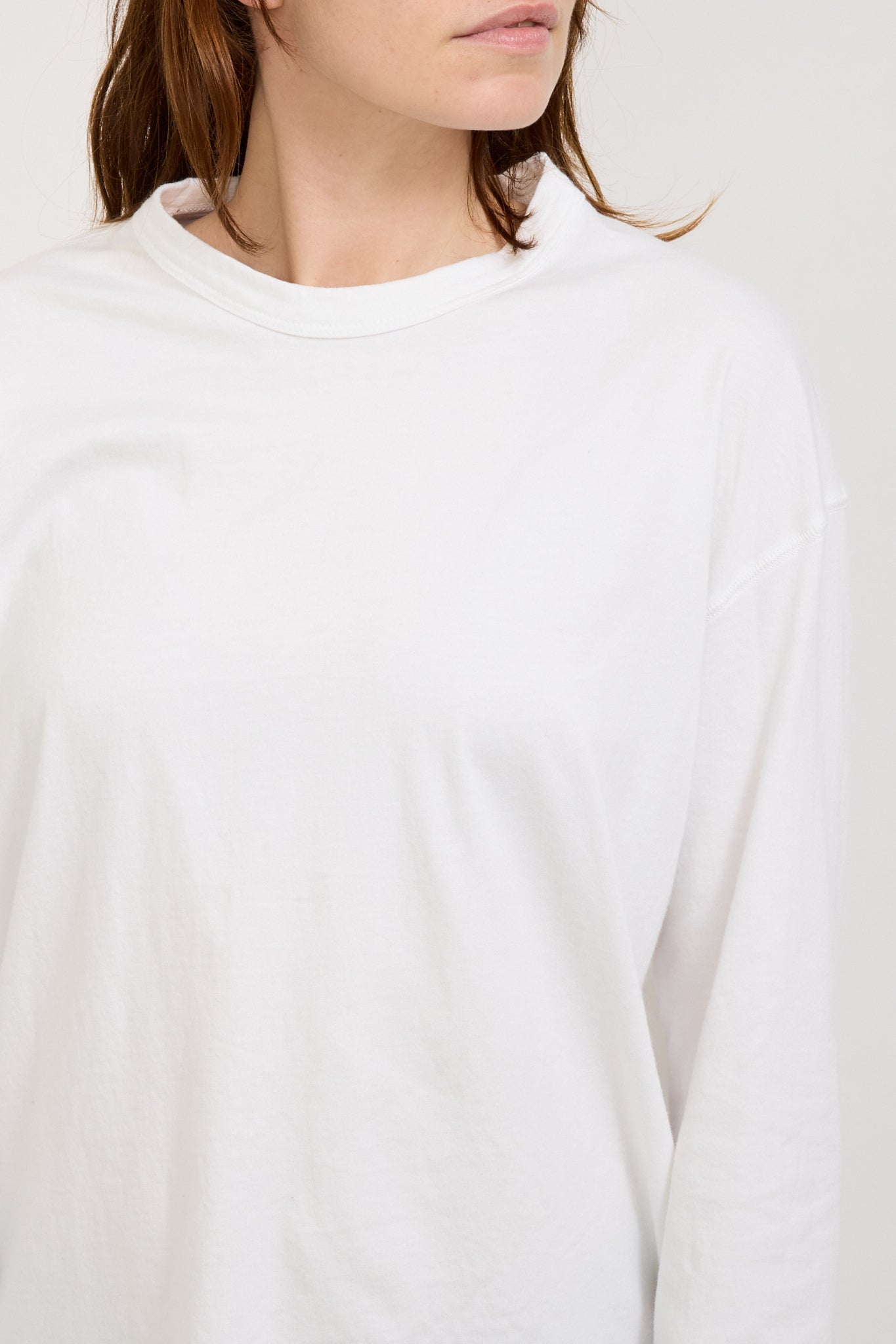 Bassike | Midweight Coverstitch L/S T-Shirt White | Maplestore