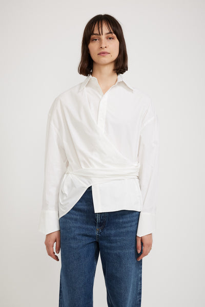 Bassike | Parachute Cotton Wrap Shirt White | Maplestore