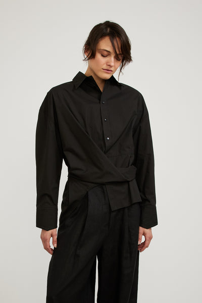 Bassike | Parachute Cotton Wrap Shirt Black | Maplestore