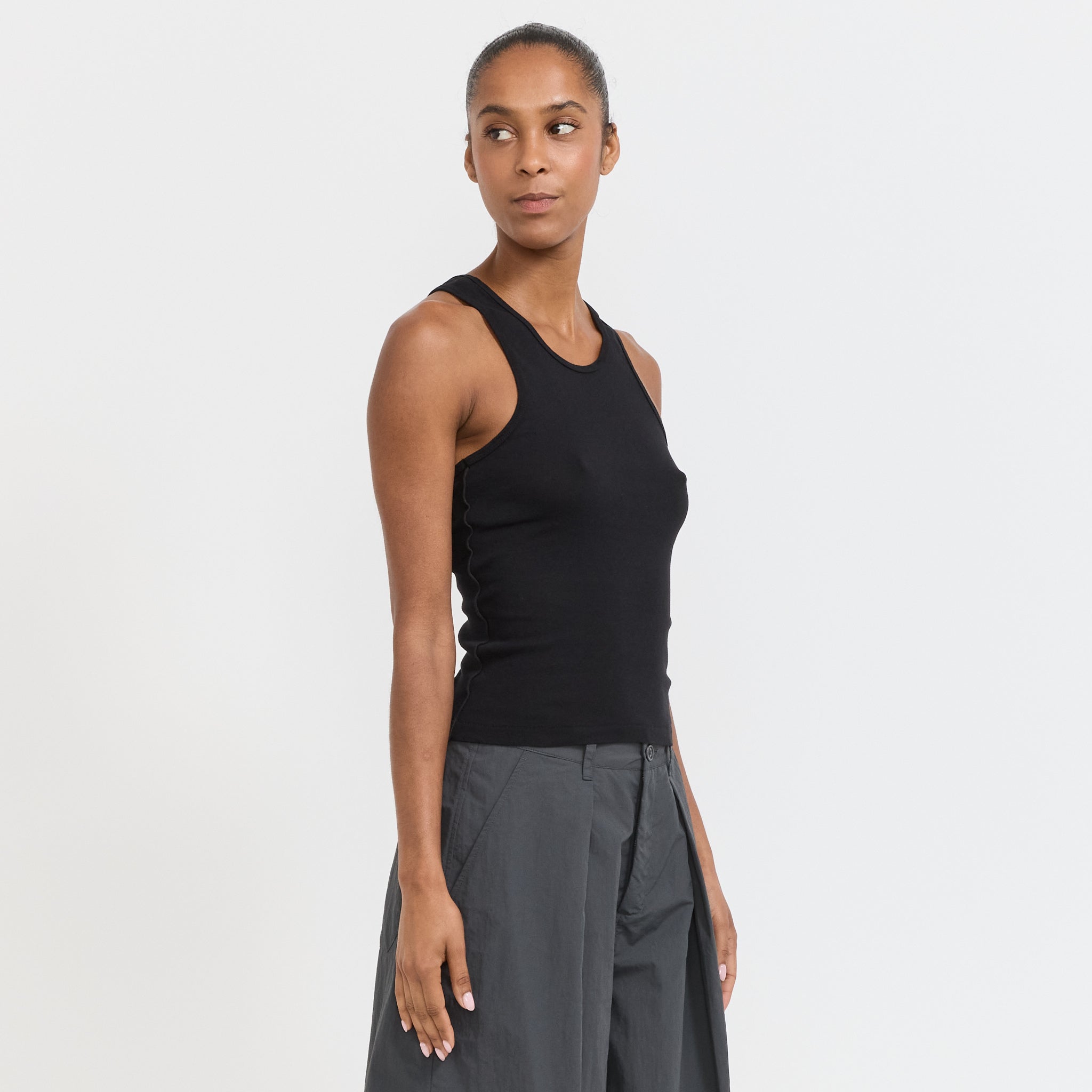 Racer Back Rib Tank Black