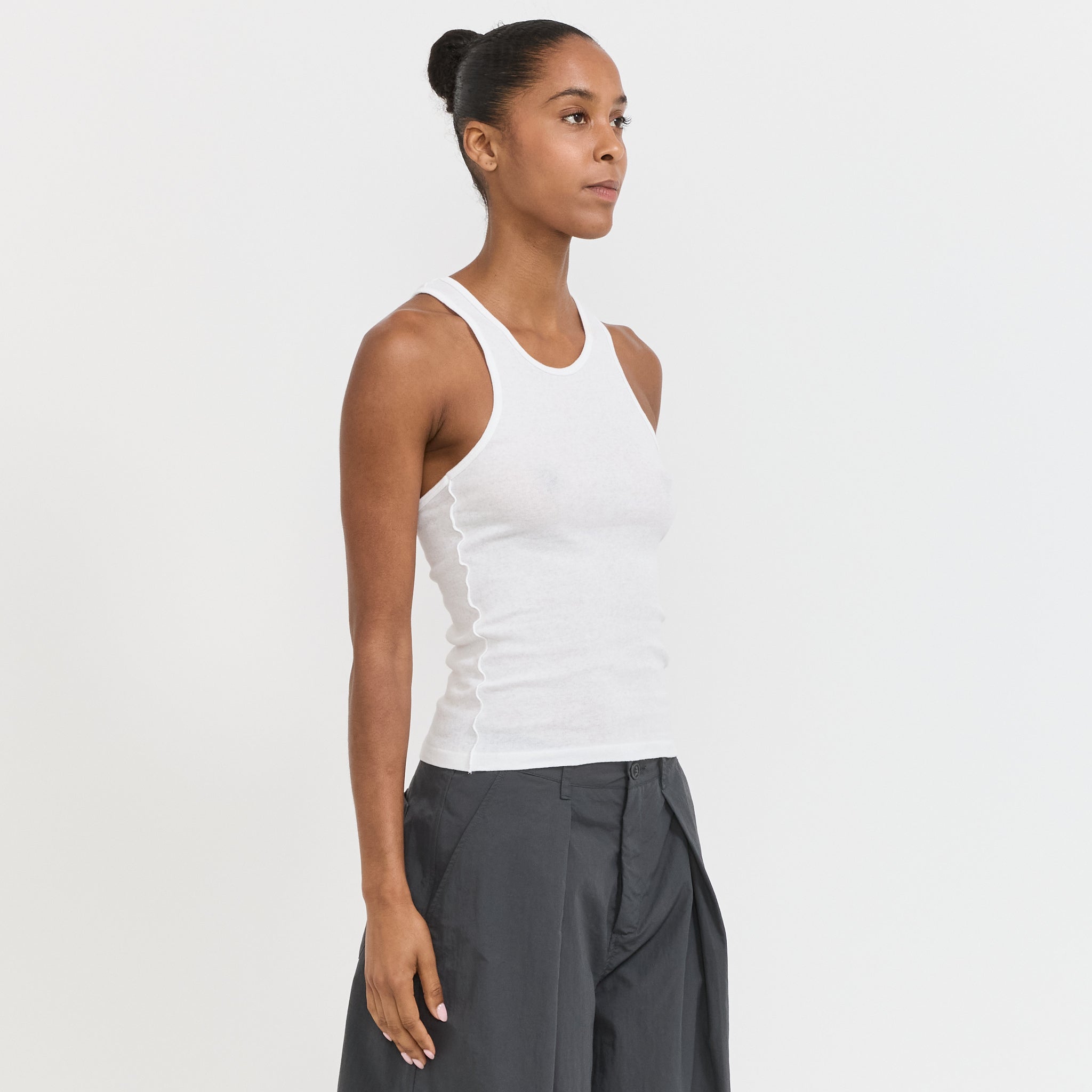 Racer Back Rib Tank White